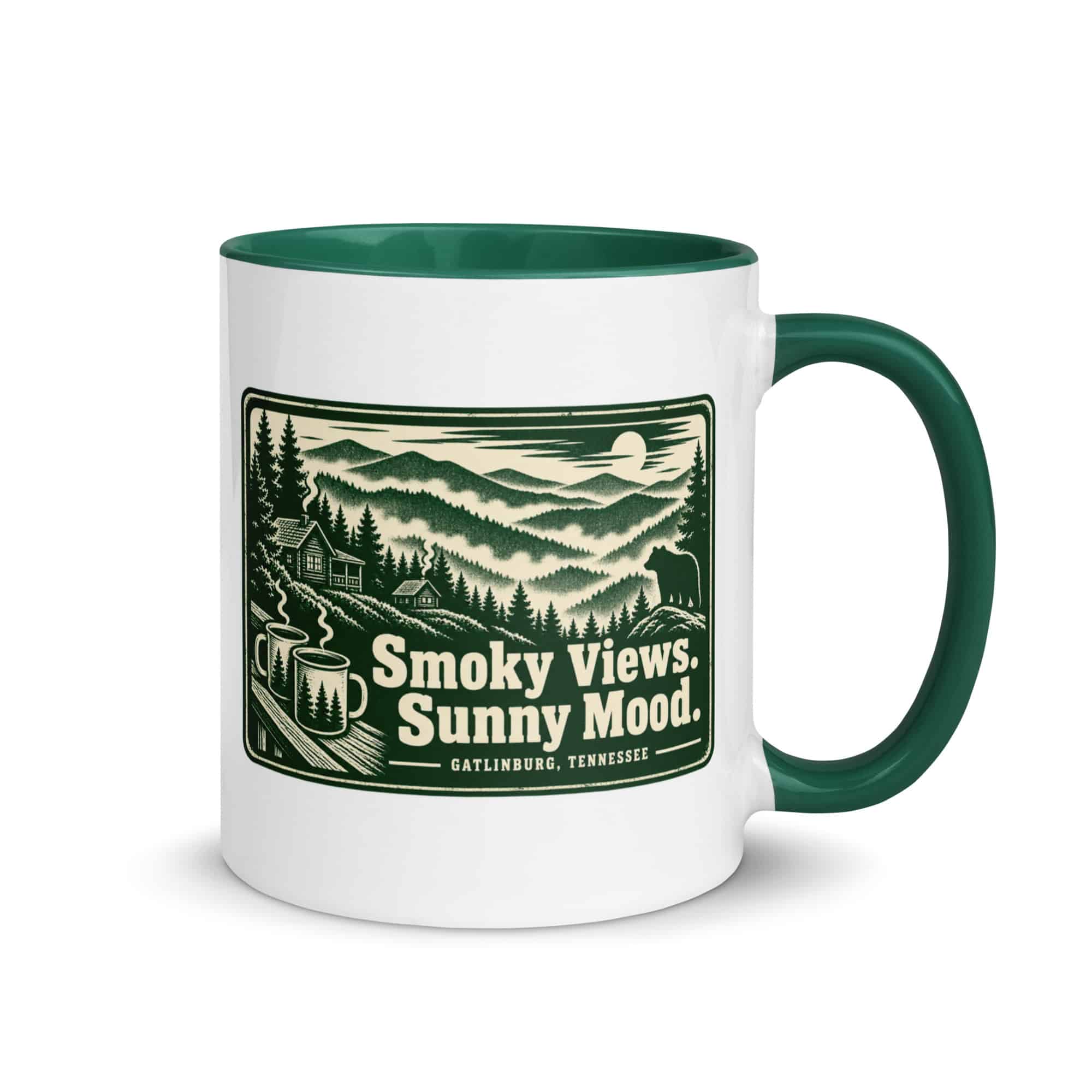 Gatlinburg and the Smokies Color Inside Coffee Mug: Smoky Views. Sunny Mood, Forest Ink Stamp