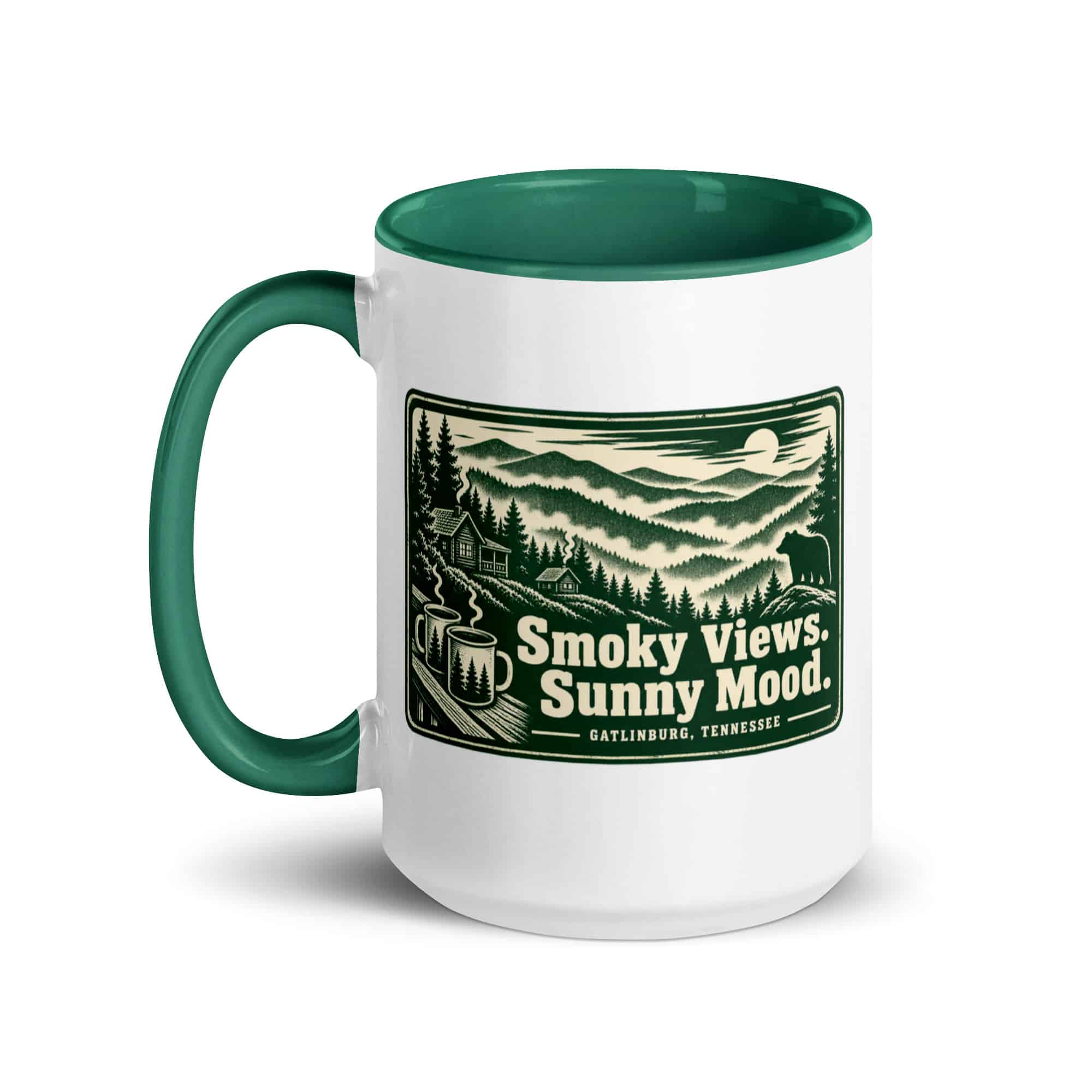 Gatlinburg and the Smokies Color Inside Coffee Mug: Smoky Views. Sunny Mood, Forest Ink Stamp