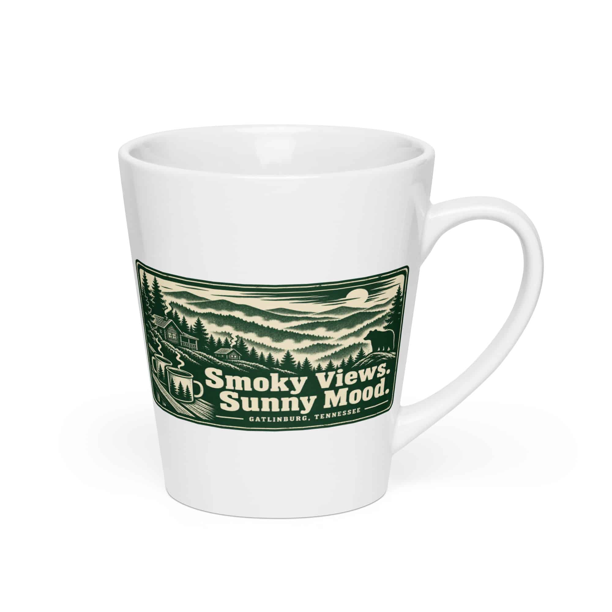 Gatlinburg and the Smokies Latte Mug: Smoky Views. Sunny Mood, Forest Ink Stamp