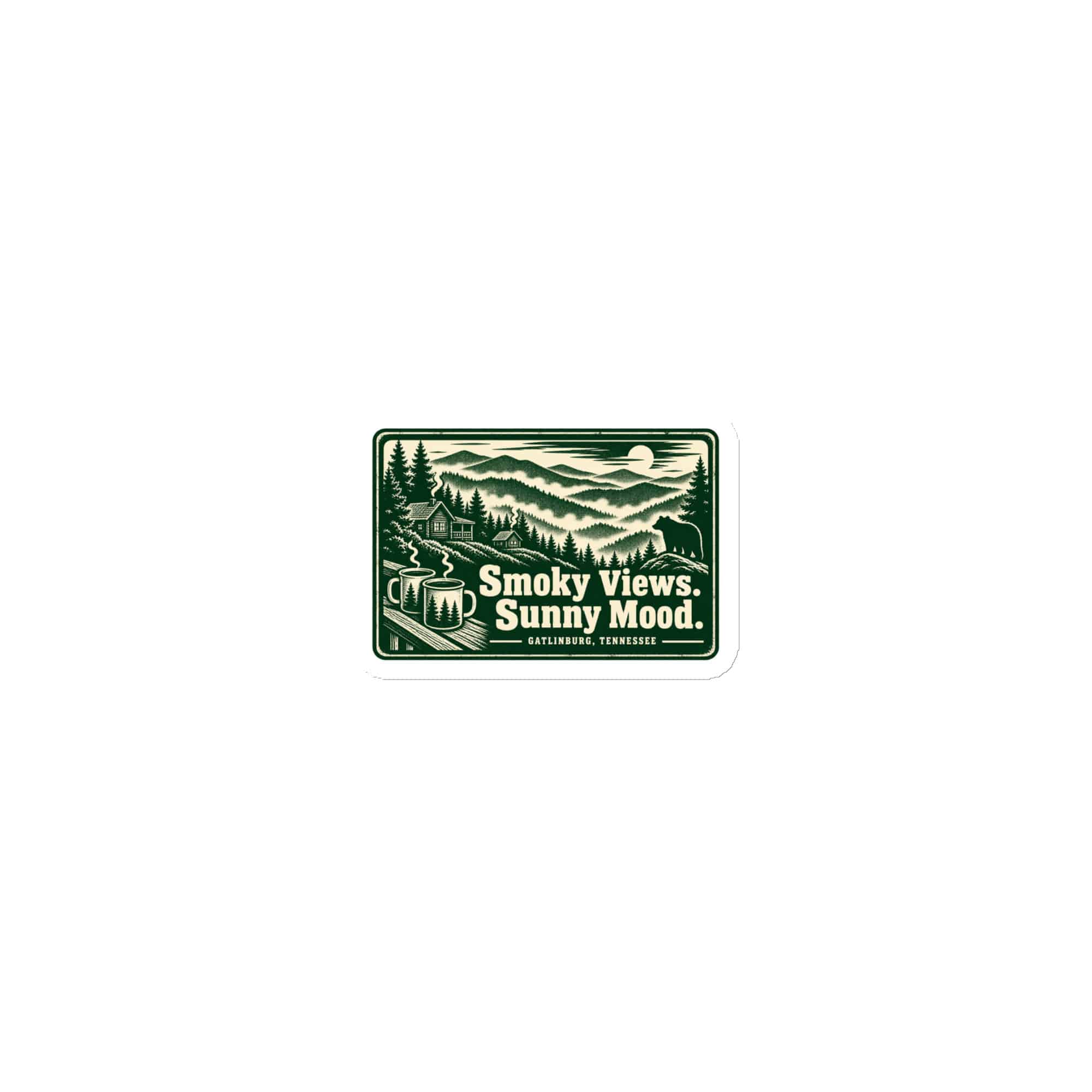 Gatlinburg and the Smokies Die-Cut Magnet: Smoky Views. Sunny Mood, Forest Ink Stamp