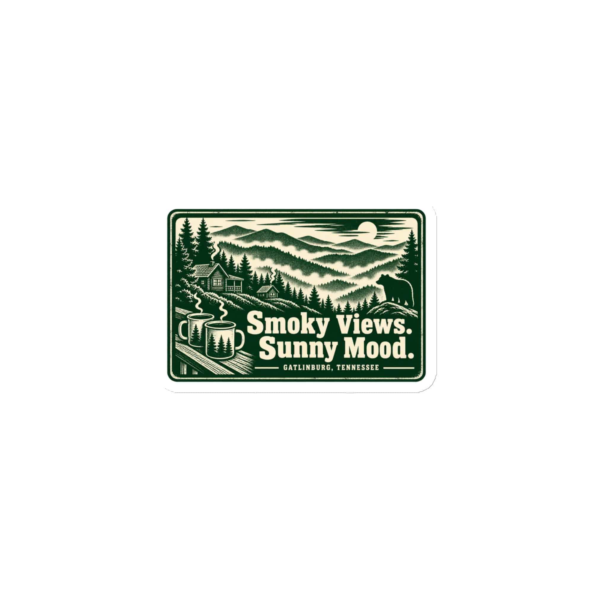 Gatlinburg and the Smokies Die-Cut Magnet: Smoky Views. Sunny Mood, Forest Ink Stamp