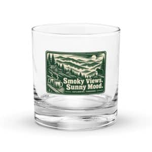 Gatlinburg and the Smokies Rocks Glass: Smoky Views. Sunny Mood, Forest Ink Stamp - 10.5 oz - Main