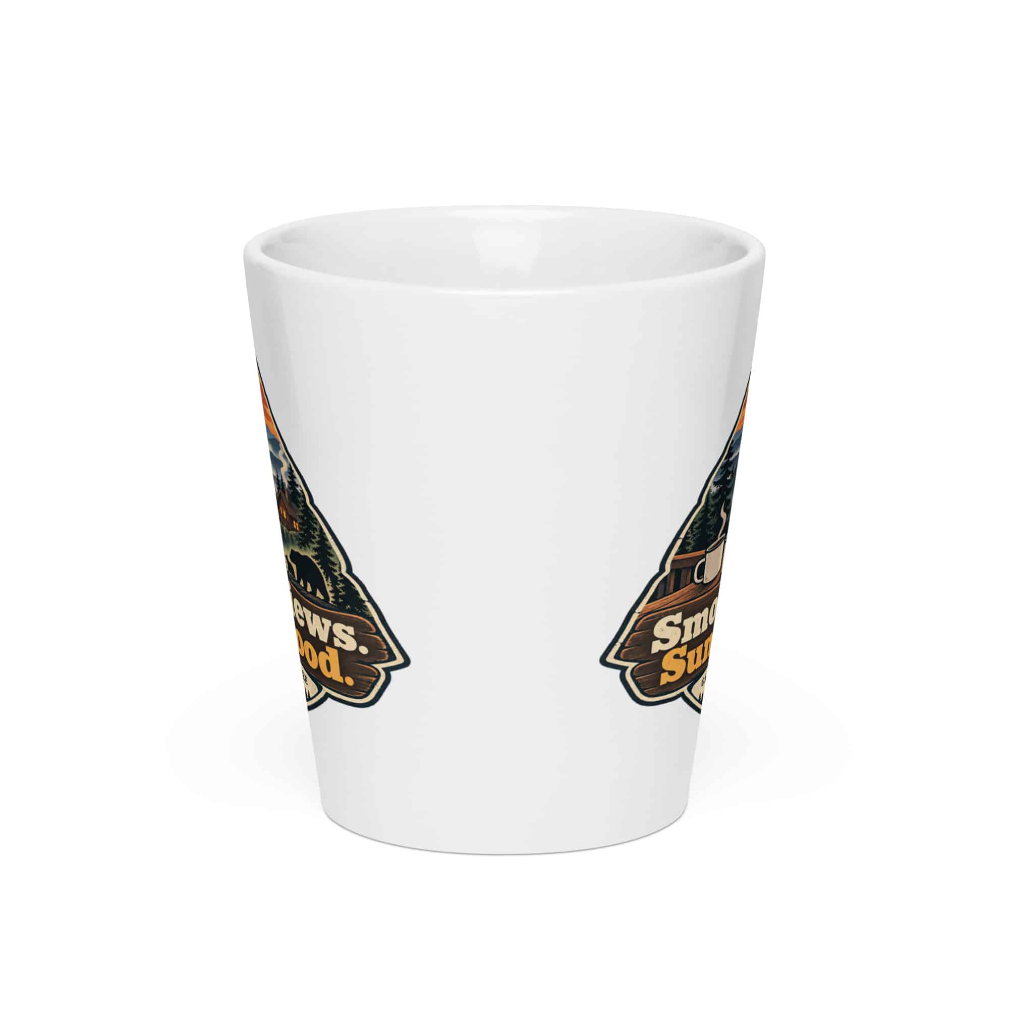 Gatlinburg and the Smokies Latte Mug: Smoky Views. Sunny Mood, Scenic Shield Badge