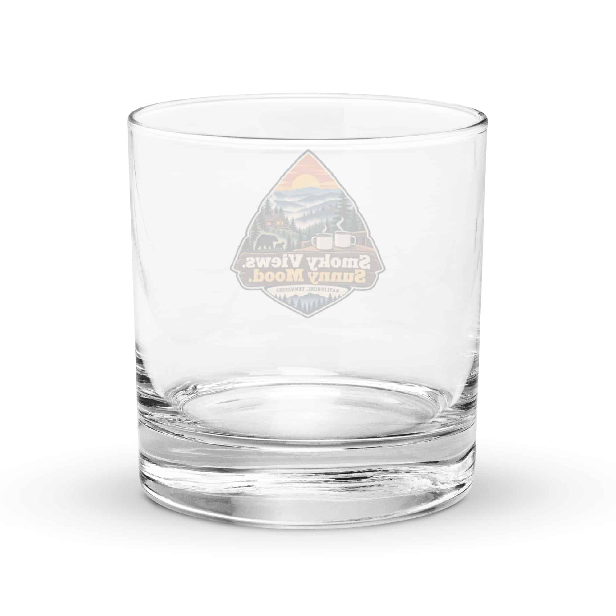 Gatlinburg and the Smokies Rocks Glass: Smoky Views. Sunny Mood, Scenic Shield Badge