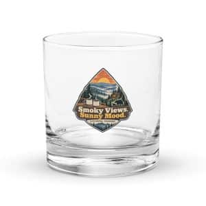 Gatlinburg and the Smokies Rocks Glass: Smoky Views. Sunny Mood, Scenic Shield Badge - 10.5 oz - Main