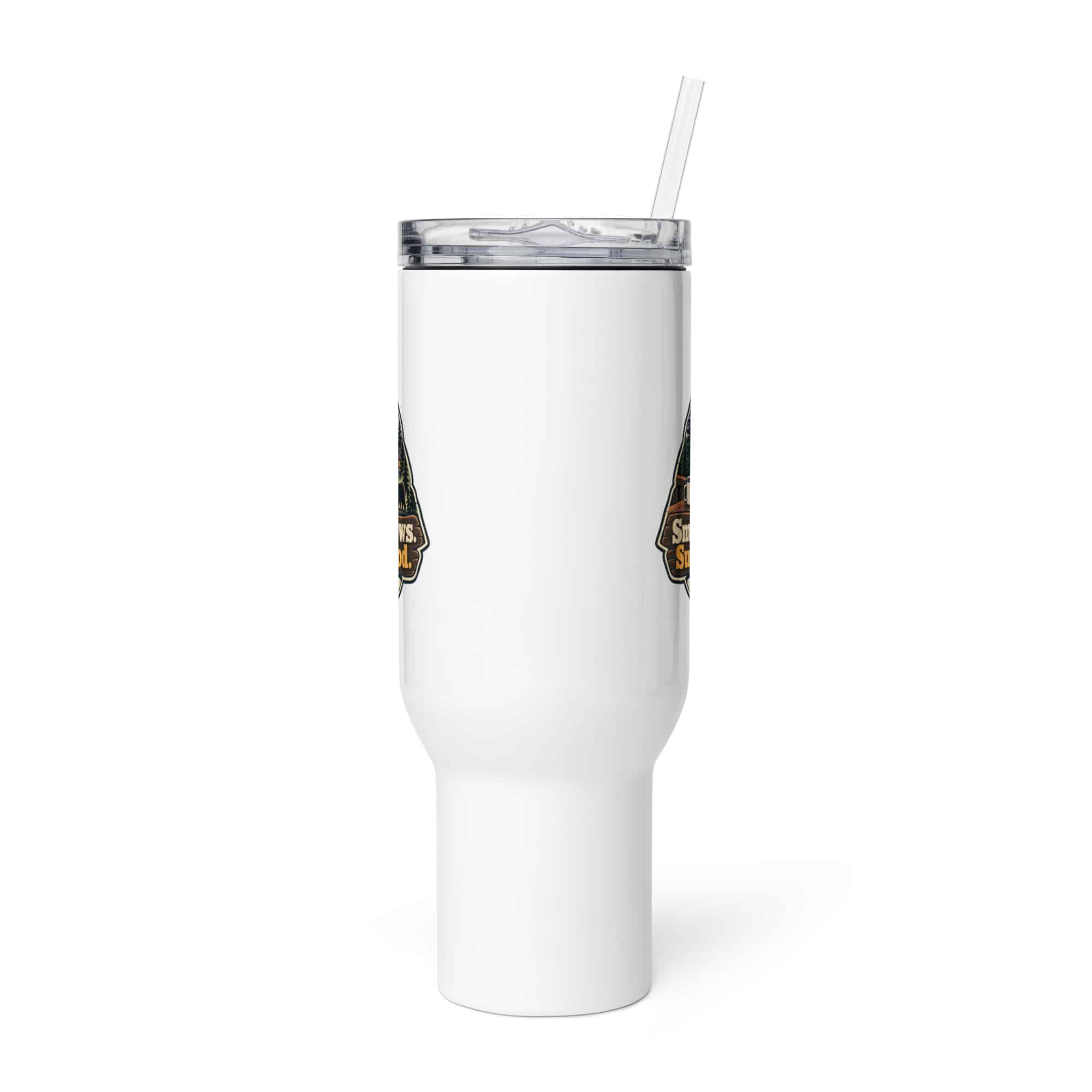Gatlinburg and the Smokies Travel Mug: Smoky Views. Sunny Mood, Scenic Shield Badge