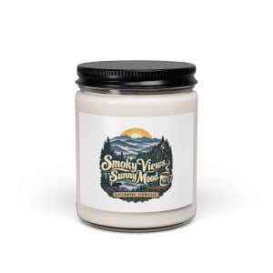 Gatlinburg and the Smokies Soy Wax Candle: Smoky Views. Sunny Mood, Woodland Scenic Lettering - 9oz - Main