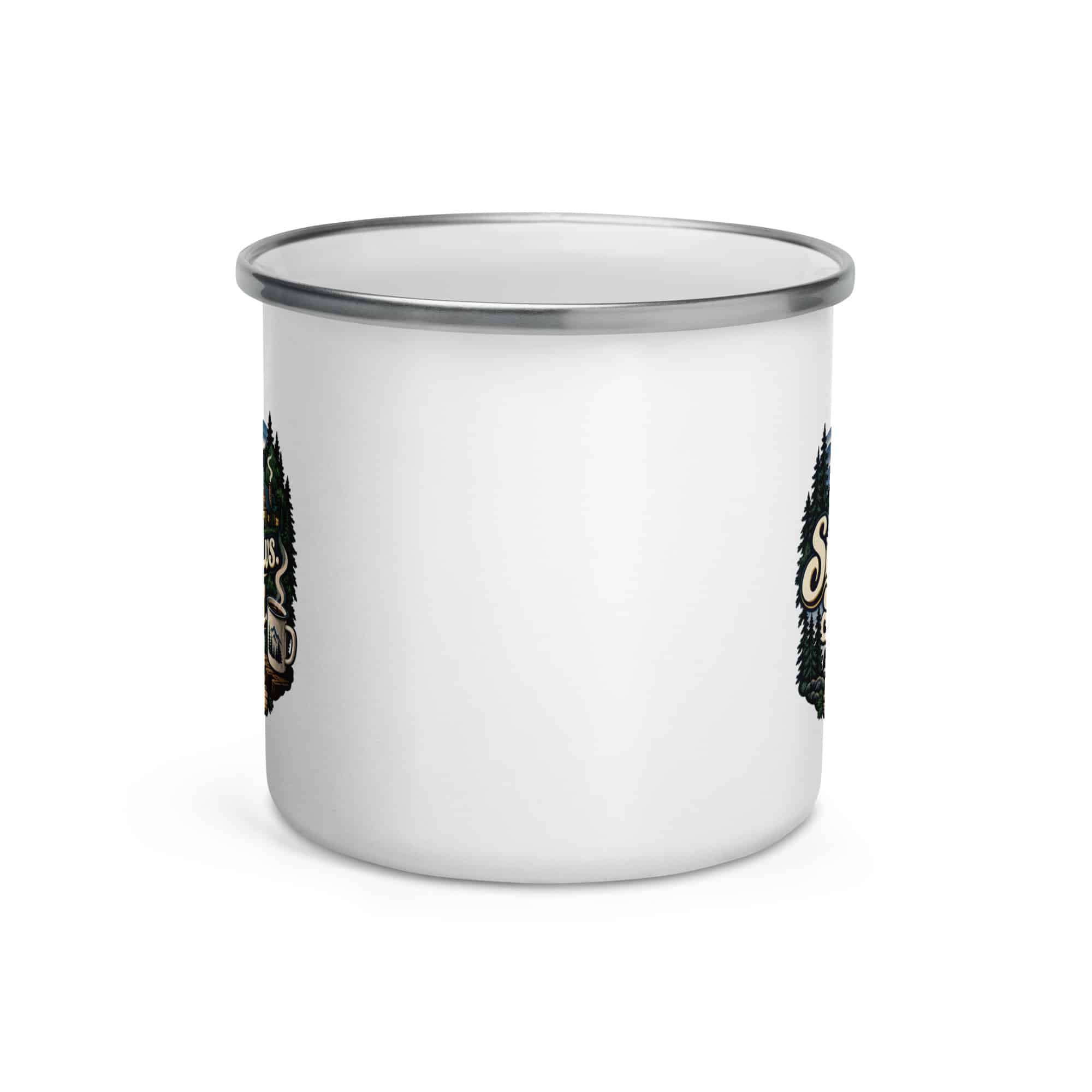 Gatlinburg and the Smokies Enamel Camp Mug: Smoky Views. Sunny Mood, Woodland Scenic Lettering