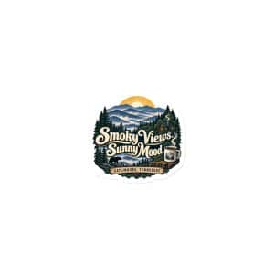 Gatlinburg and the Smokies Die-Cut Magnet: Smoky Views. Sunny Mood, Woodland Scenic Lettering - 3″×3″ - Main