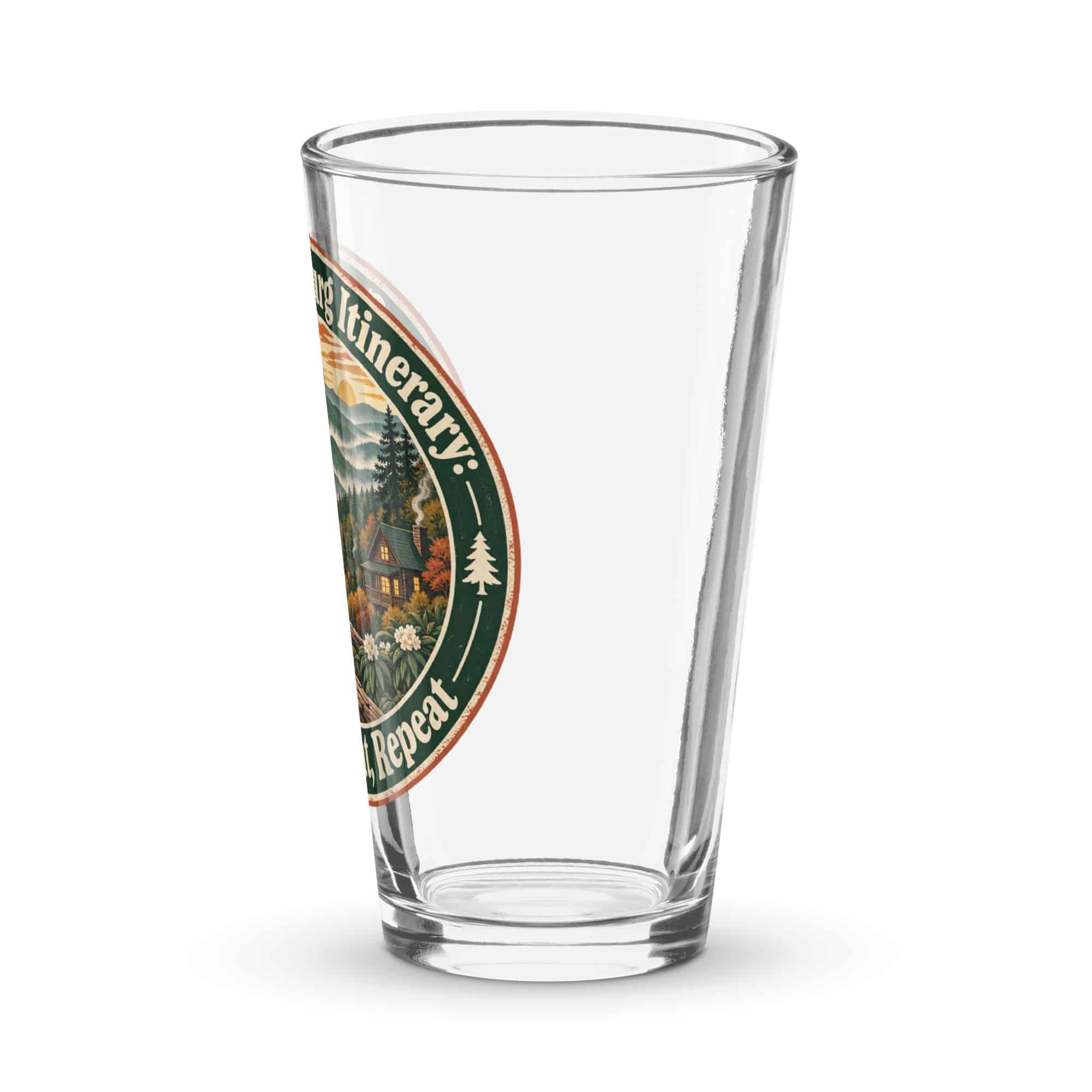 Gatlinburg and the Smokies Pint Glass: My Gatlinburg Itinerary: Wander, Eat, Repeat, Vintage Round Badge
