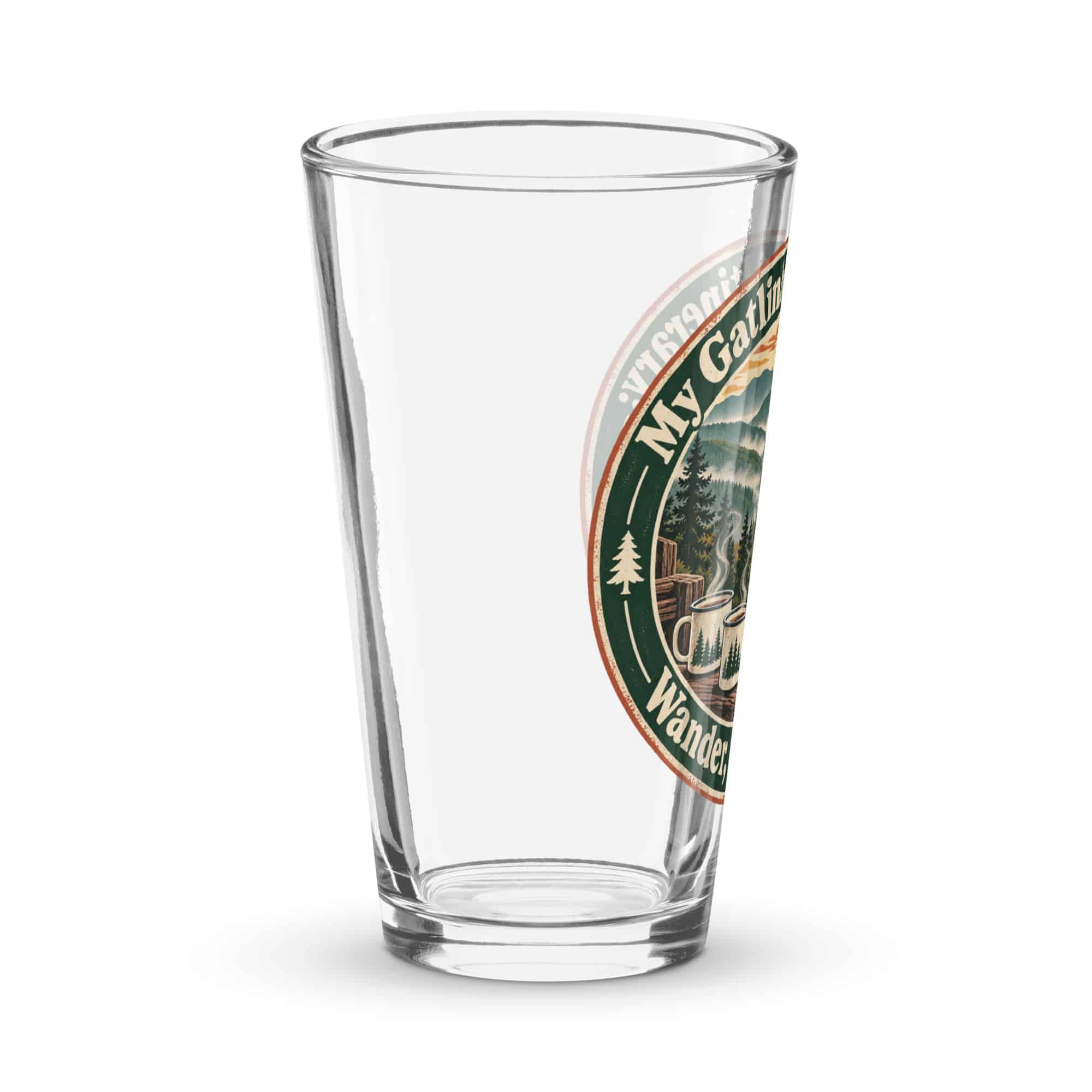 Gatlinburg and the Smokies Pint Glass: My Gatlinburg Itinerary: Wander, Eat, Repeat, Vintage Round Badge