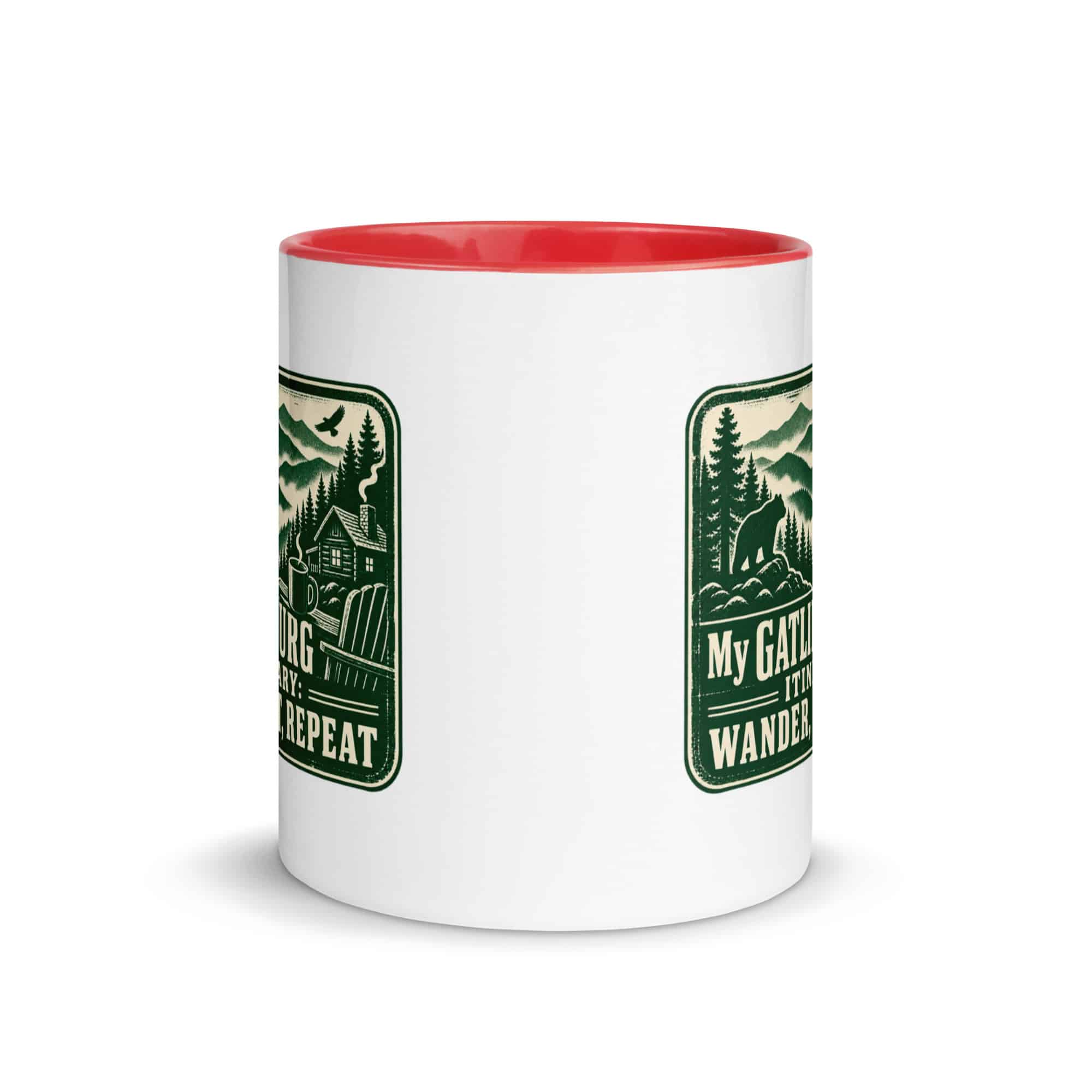 Gatlinburg and the Smokies Color Inside Coffee Mug: My Gatlinburg Itinerary: Wander, Eat, Repeat, Forest Ink Stamp