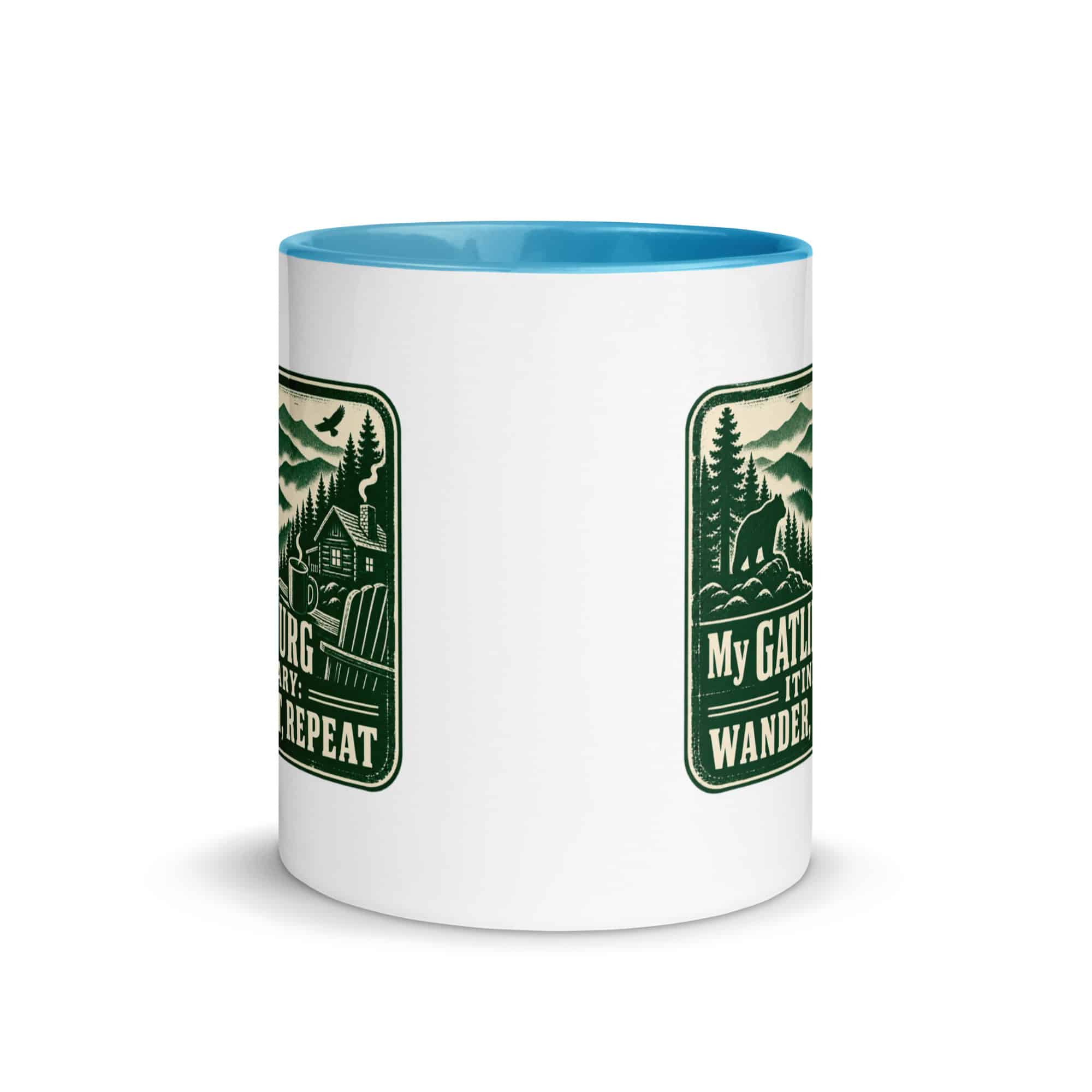 Gatlinburg and the Smokies Color Inside Coffee Mug: My Gatlinburg Itinerary: Wander, Eat, Repeat, Forest Ink Stamp