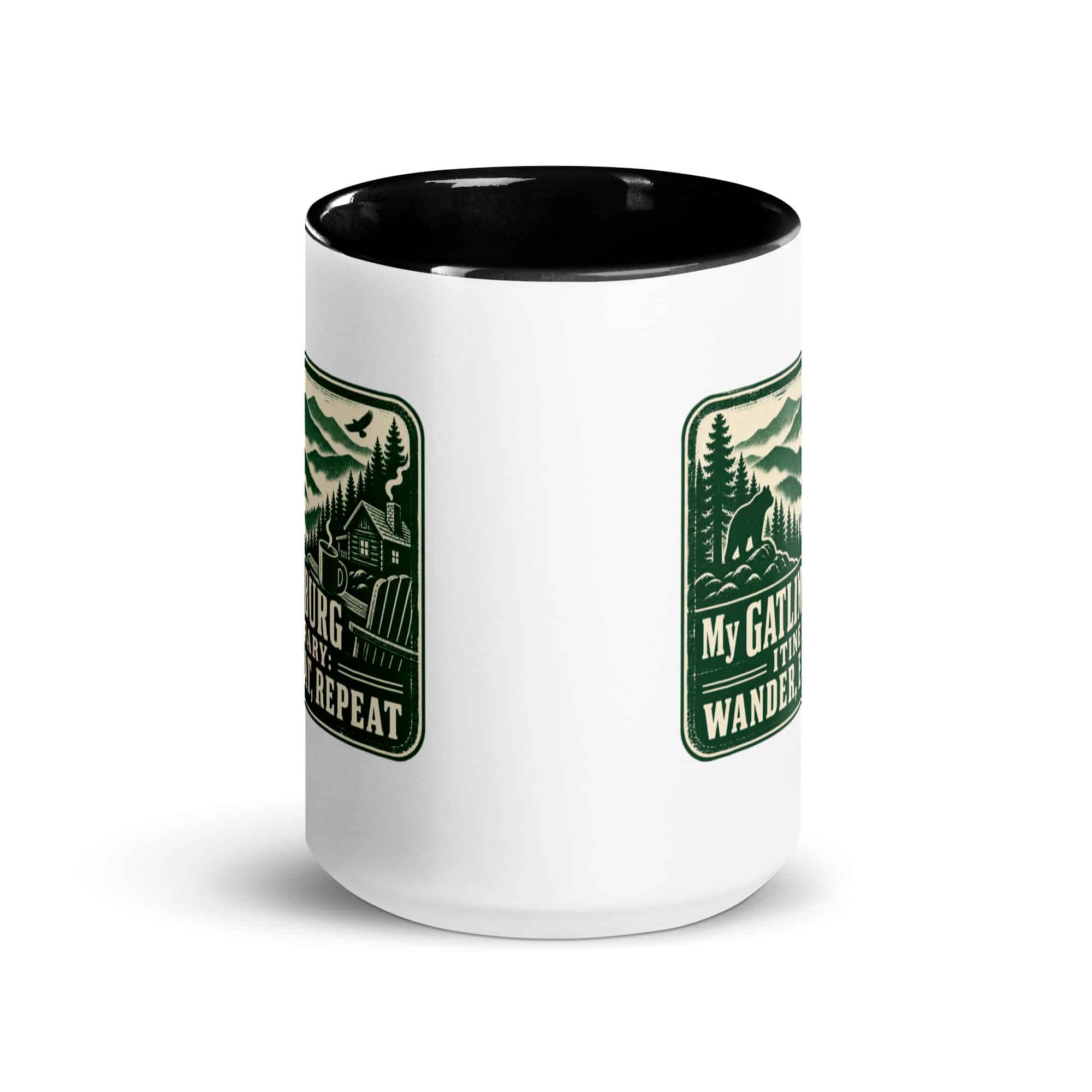Gatlinburg and the Smokies Color Inside Coffee Mug: My Gatlinburg Itinerary: Wander, Eat, Repeat, Forest Ink Stamp