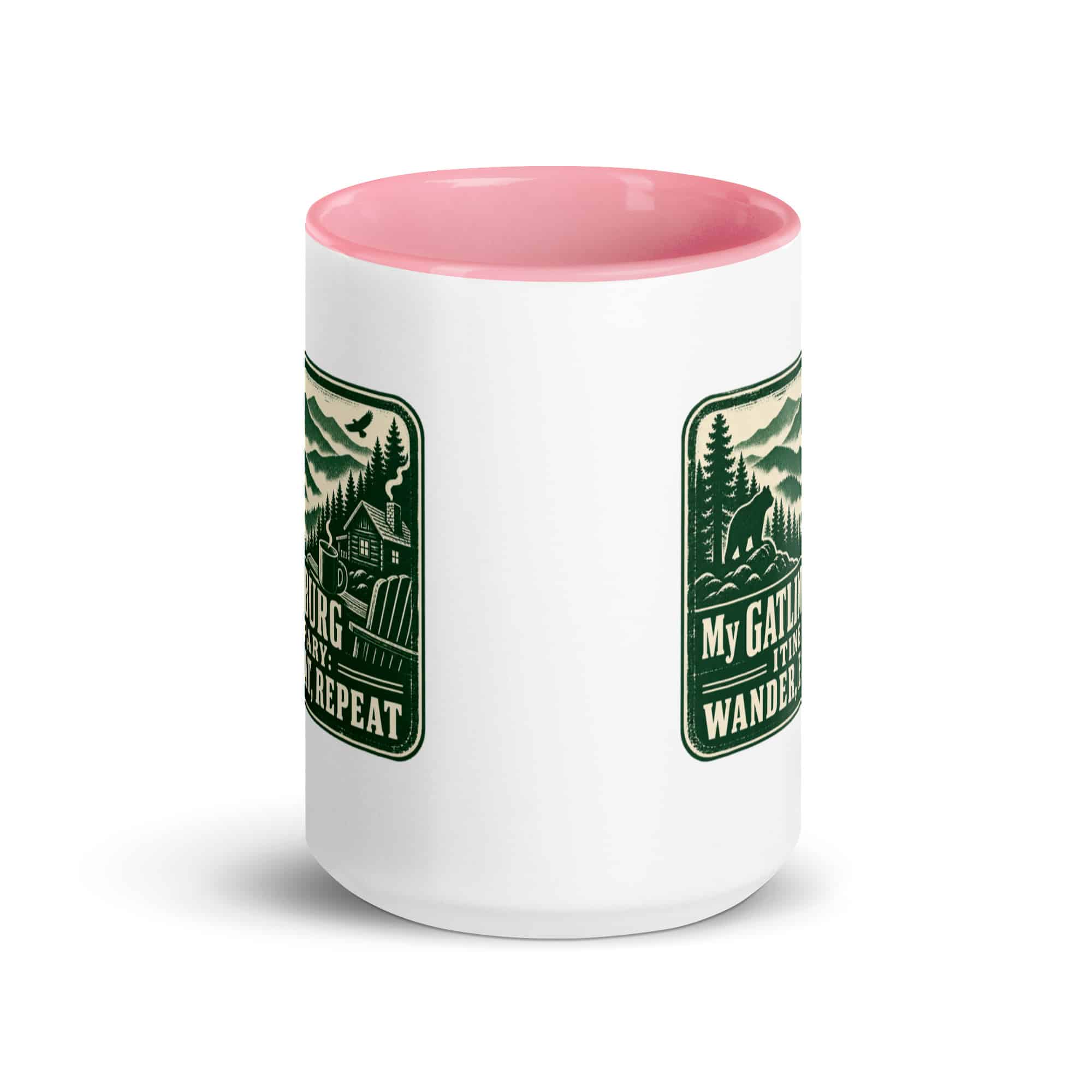 Gatlinburg and the Smokies Color Inside Coffee Mug: My Gatlinburg Itinerary: Wander, Eat, Repeat, Forest Ink Stamp