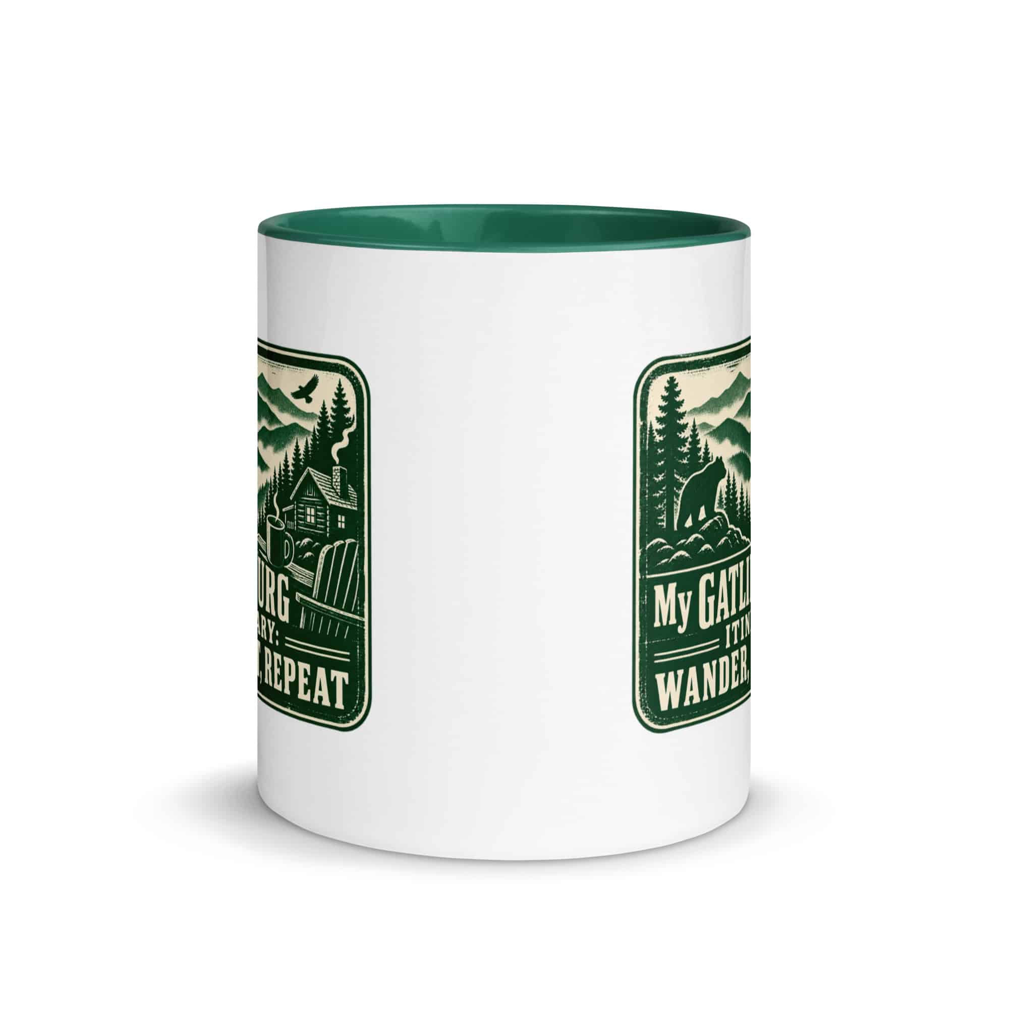 Gatlinburg and the Smokies Color Inside Coffee Mug: My Gatlinburg Itinerary: Wander, Eat, Repeat, Forest Ink Stamp