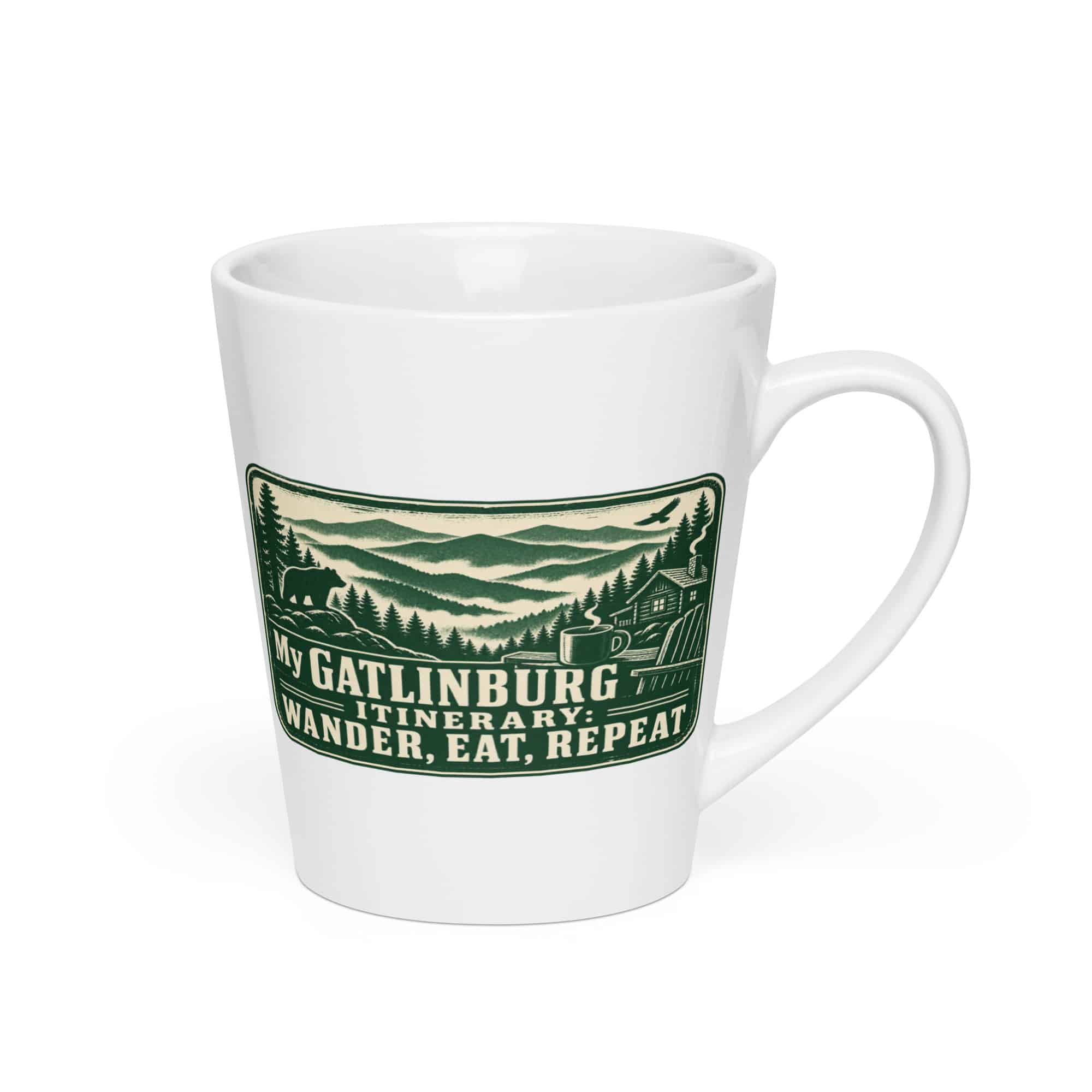 Gatlinburg and the Smokies Latte Mug: My Gatlinburg Itinerary: Wander, Eat, Repeat, Forest Ink Stamp