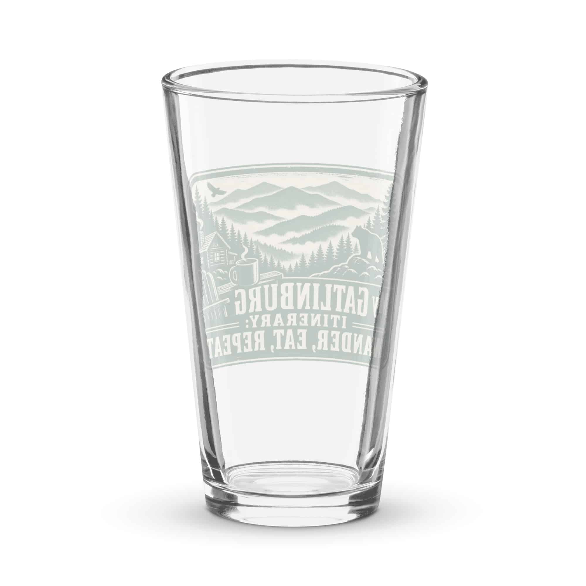 Gatlinburg and the Smokies Pint Glass: My Gatlinburg Itinerary: Wander, Eat, Repeat, Forest Ink Stamp