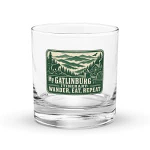 Gatlinburg and the Smokies Rocks Glass: My Gatlinburg Itinerary: Wander, Eat, Repeat, Forest Ink Stamp - 10.5 oz - Main