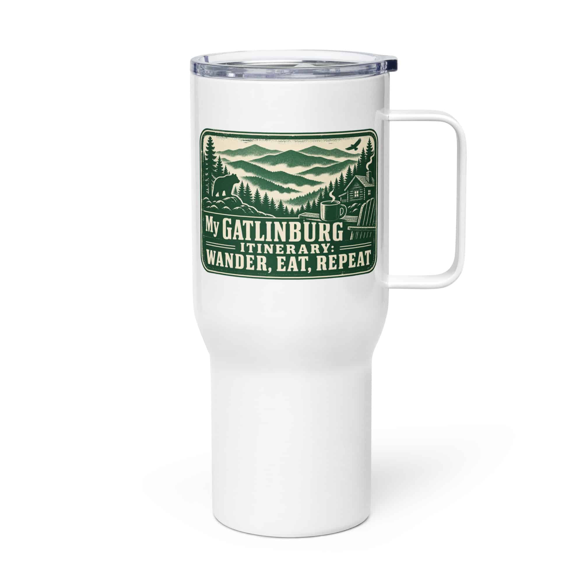 Gatlinburg and the Smokies Travel Mug: My Gatlinburg Itinerary: Wander, Eat, Repeat, Forest Ink Stamp