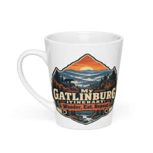 Gatlinburg and the Smokies Latte Mug: My Gatlinburg Itinerary: Wander, Eat, Repeat, Scenic Shield Badge - 12 oz - Main