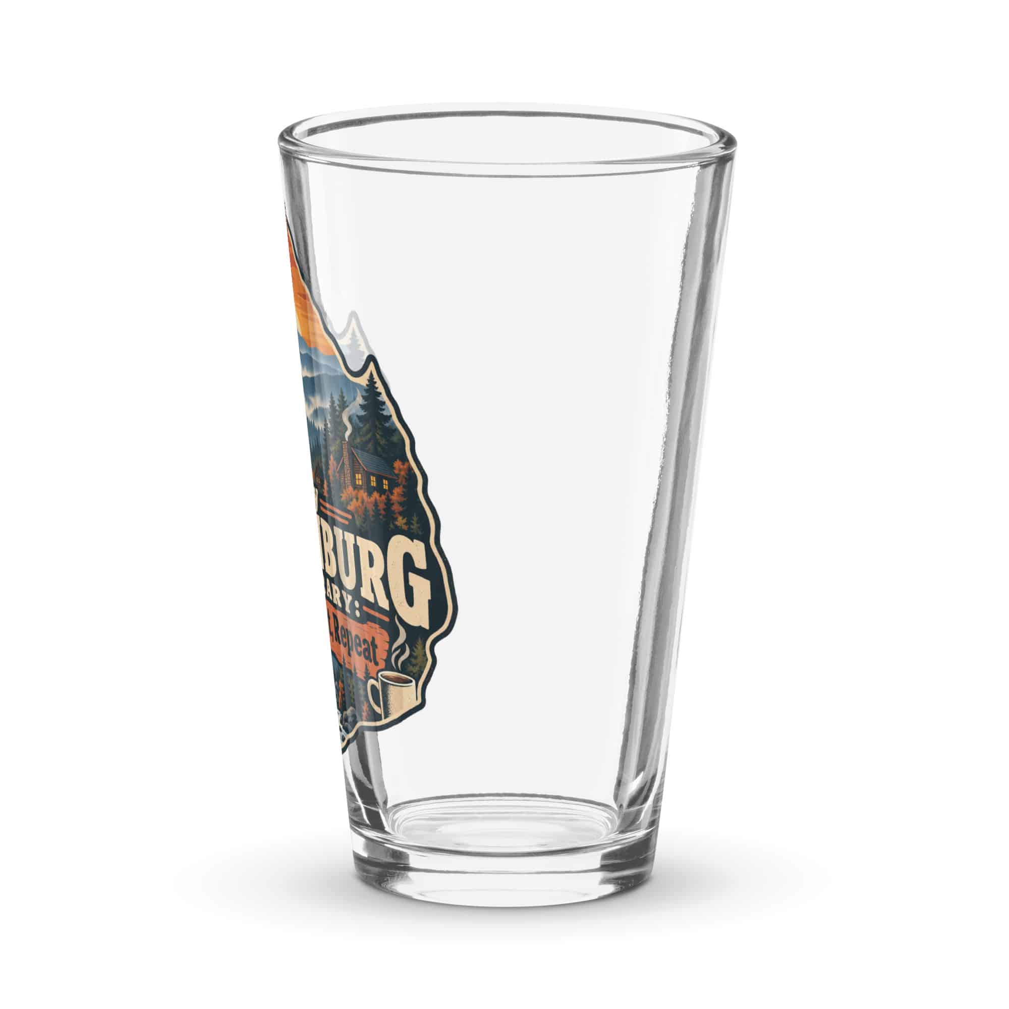 Gatlinburg and the Smokies Pint Glass: My Gatlinburg Itinerary: Wander, Eat, Repeat, Scenic Shield Badge