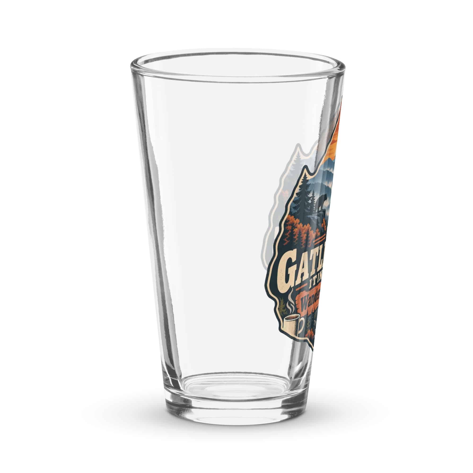 Gatlinburg and the Smokies Pint Glass: My Gatlinburg Itinerary: Wander, Eat, Repeat, Scenic Shield Badge