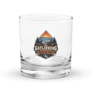 Gatlinburg and the Smokies Rocks Glass: My Gatlinburg Itinerary: Wander, Eat, Repeat, Scenic Shield Badge - 10.5 oz - Main