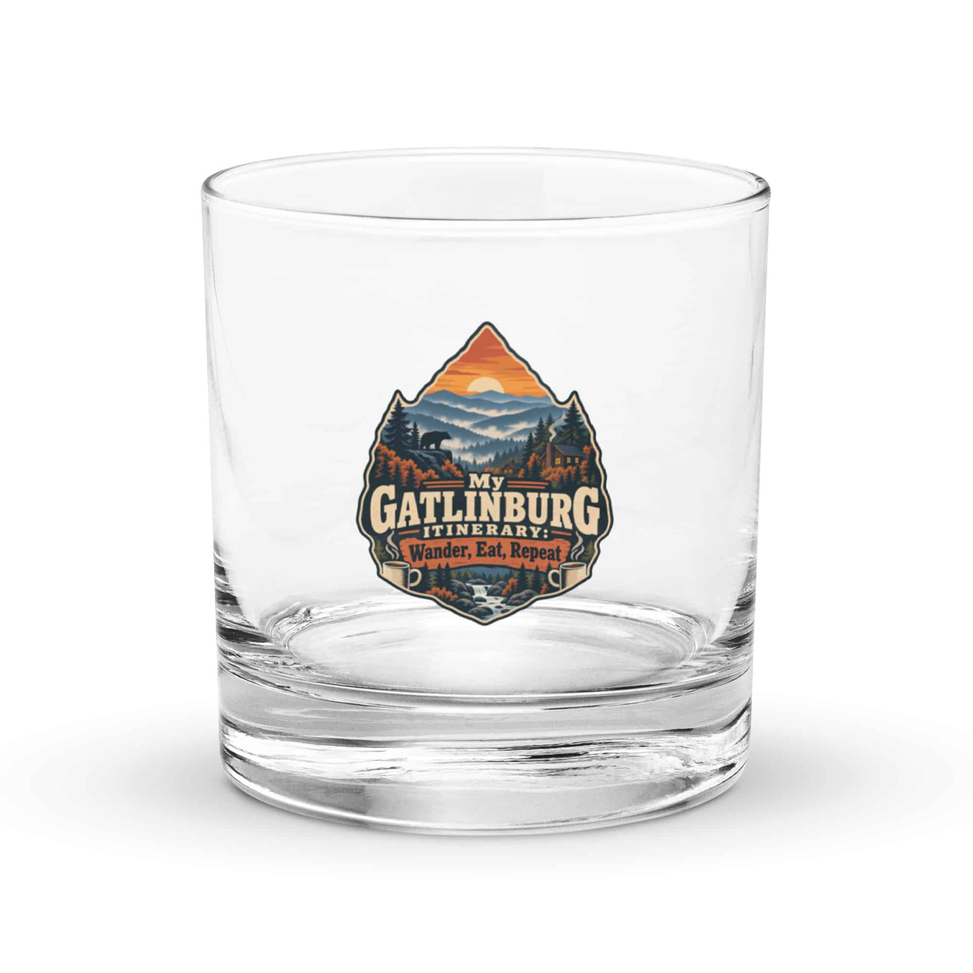 Gatlinburg and the Smokies Rocks Glass: My Gatlinburg Itinerary: Wander, Eat, Repeat, Scenic Shield Badge