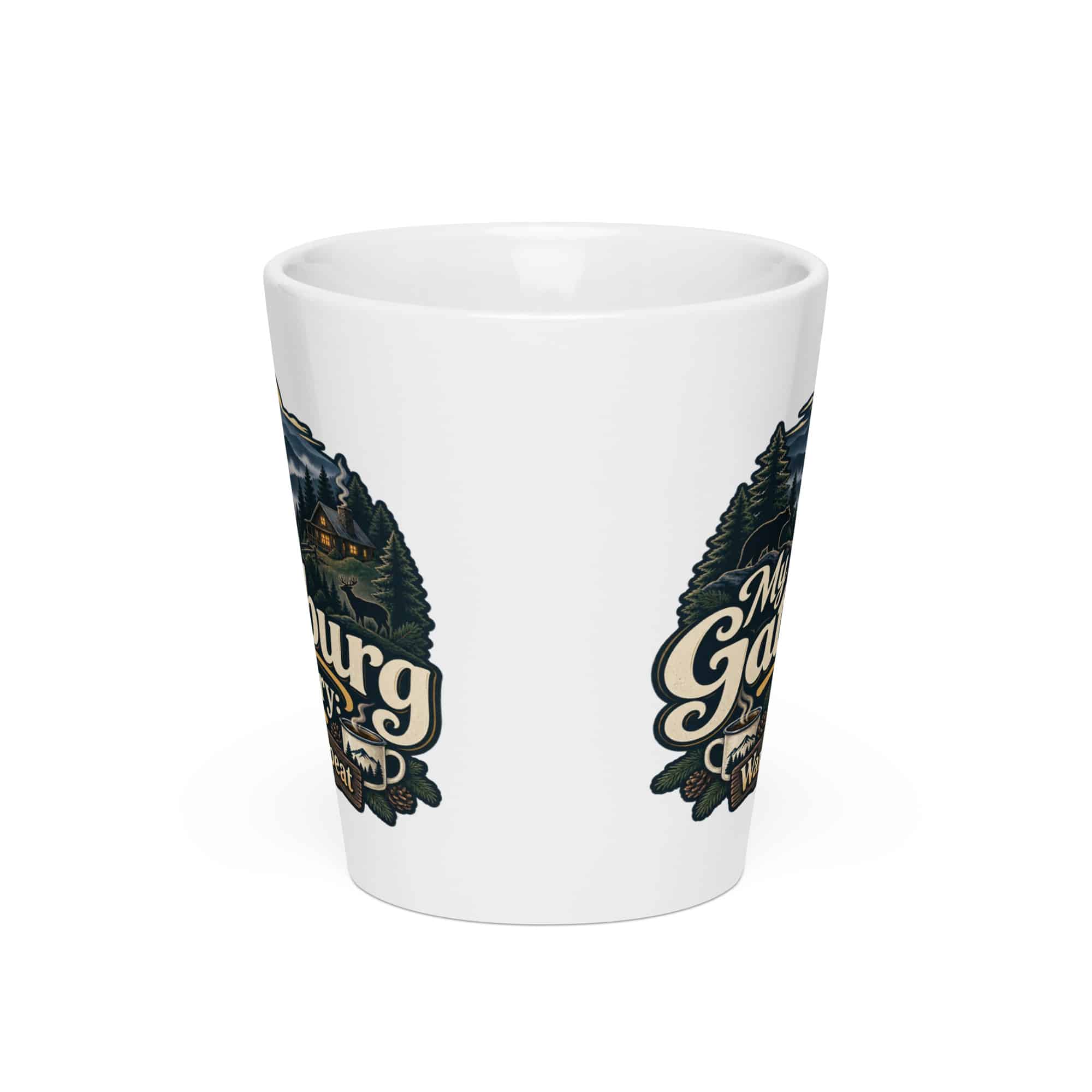 Gatlinburg and the Smokies Latte Mug: My Gatlinburg Itinerary: Wander, Eat, Repeat, Woodland Scenic Lettering