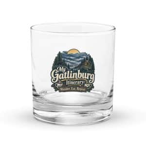 Gatlinburg and the Smokies Rocks Glass: My Gatlinburg Itinerary: Wander, Eat, Repeat, Woodland Scenic Lettering - 10.5 oz - Main
