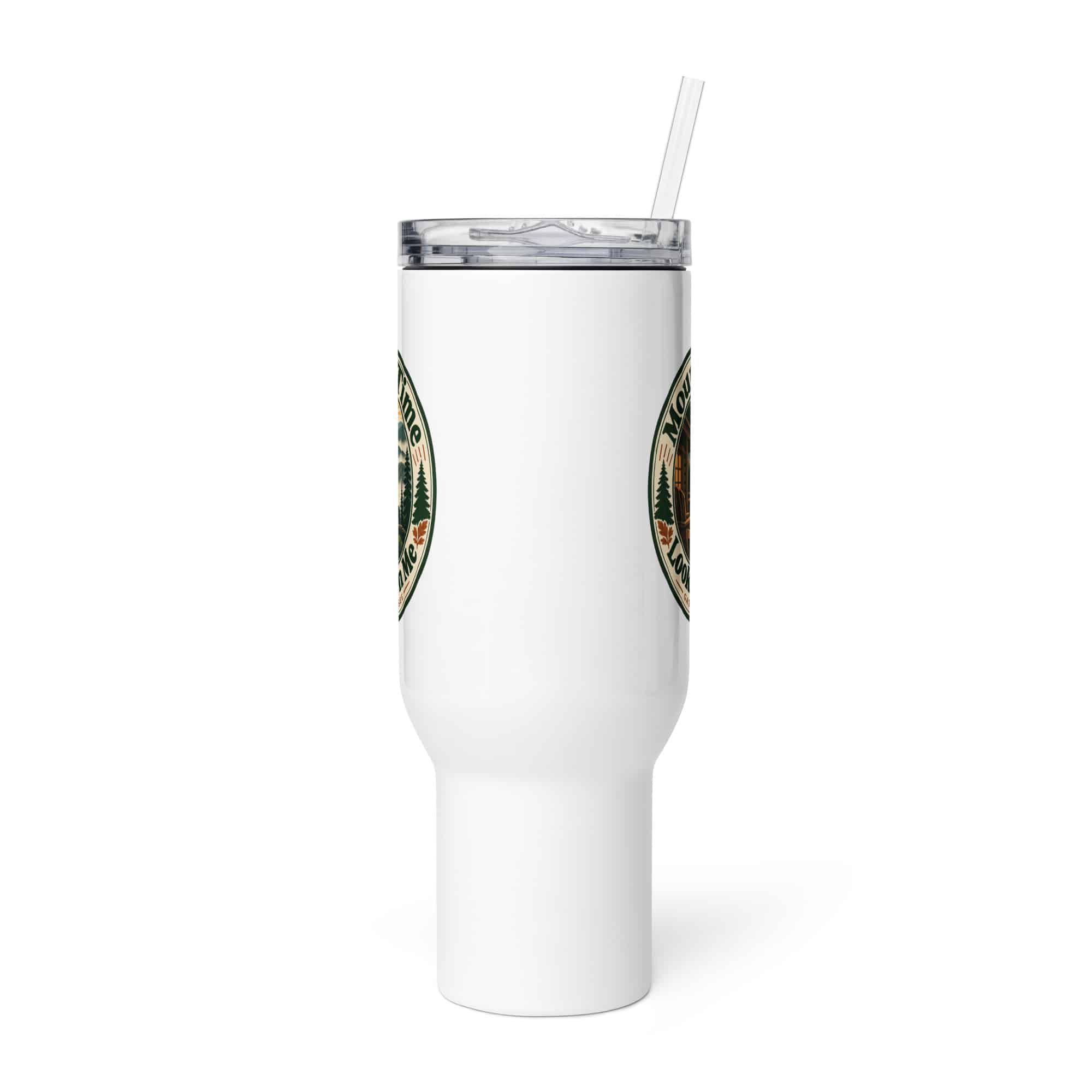 Gatlinburg and the Smokies Travel Mug: Mountain Time Looks Good on Me, Vintage Round Badge