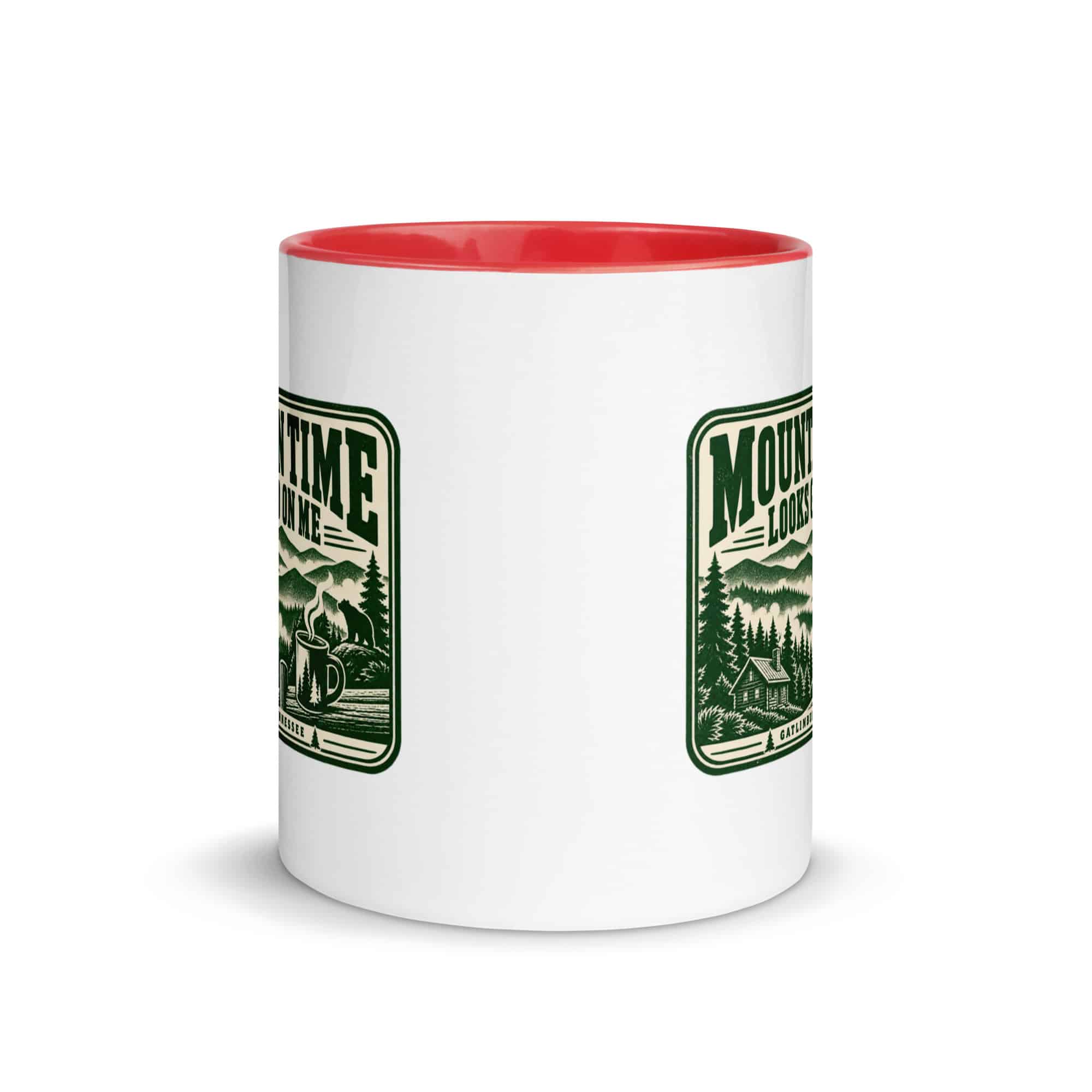 Gatlinburg and the Smokies Color Inside Coffee Mug: Mountain Time Looks Good on Me, Forest Ink Stamp