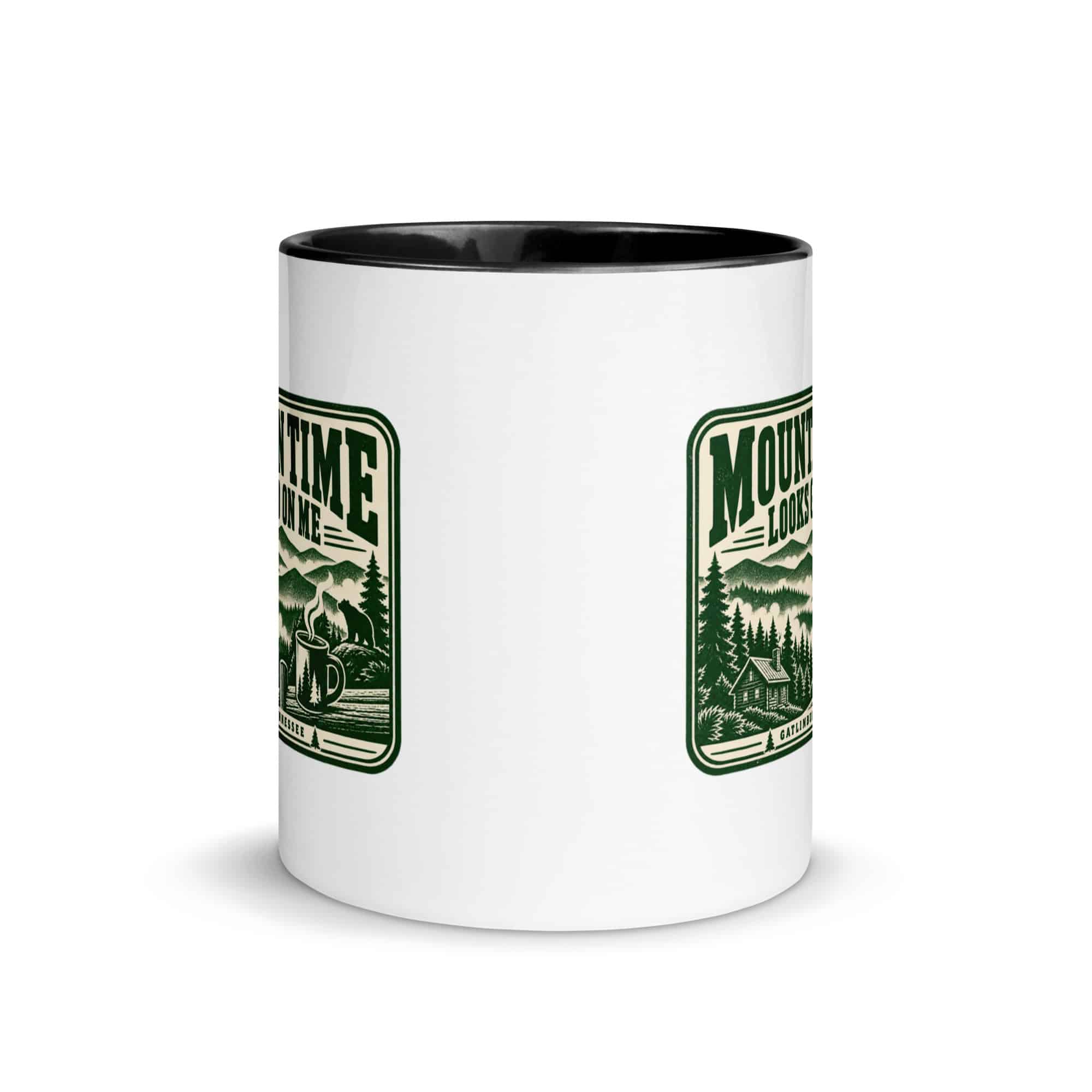 Gatlinburg and the Smokies Color Inside Coffee Mug: Mountain Time Looks Good on Me, Forest Ink Stamp