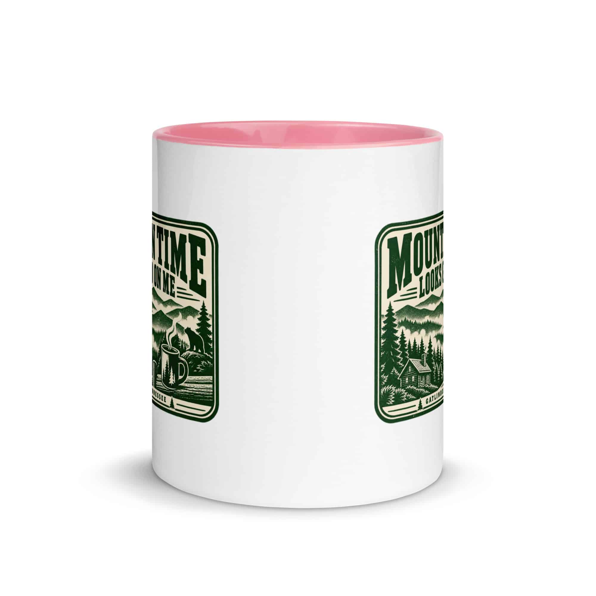 Gatlinburg and the Smokies Color Inside Coffee Mug: Mountain Time Looks Good on Me, Forest Ink Stamp