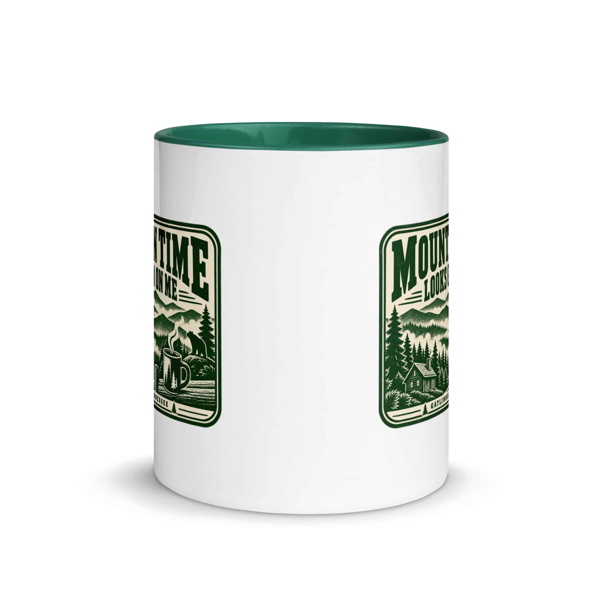 Gatlinburg and the Smokies Color Inside Coffee Mug: Mountain Time Looks Good on Me, Forest Ink Stamp