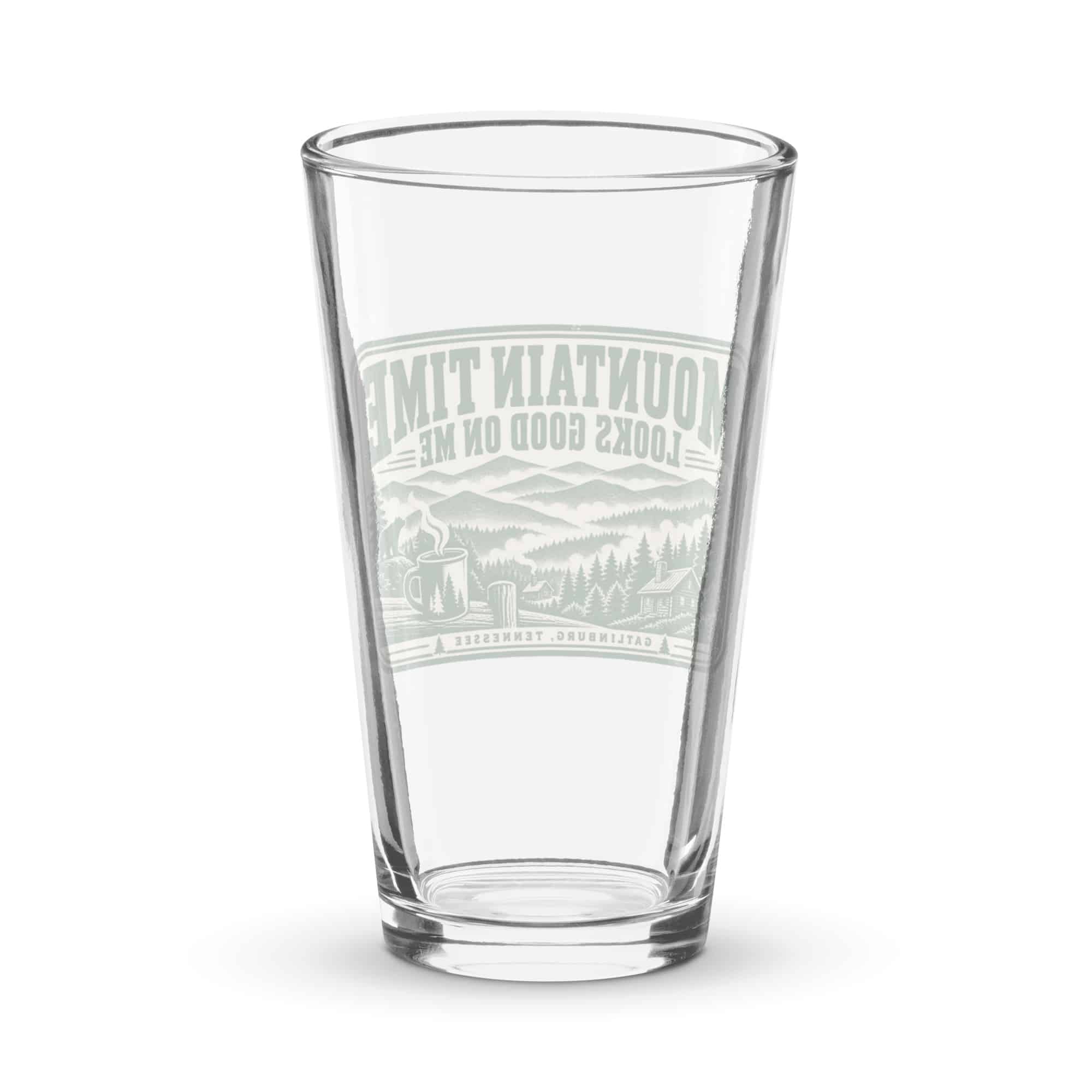 Gatlinburg and the Smokies Pint Glass: Mountain Time Looks Good on Me, Forest Ink Stamp