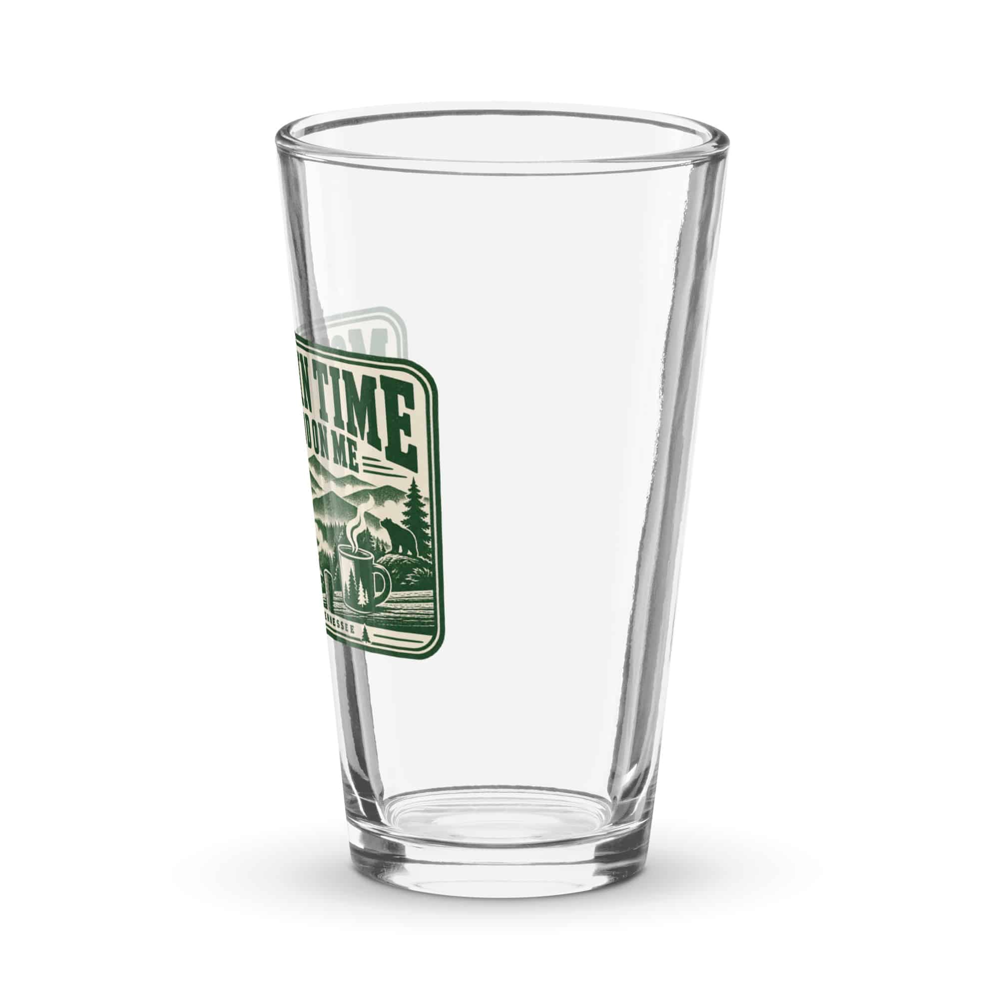 Gatlinburg and the Smokies Pint Glass: Mountain Time Looks Good on Me, Forest Ink Stamp