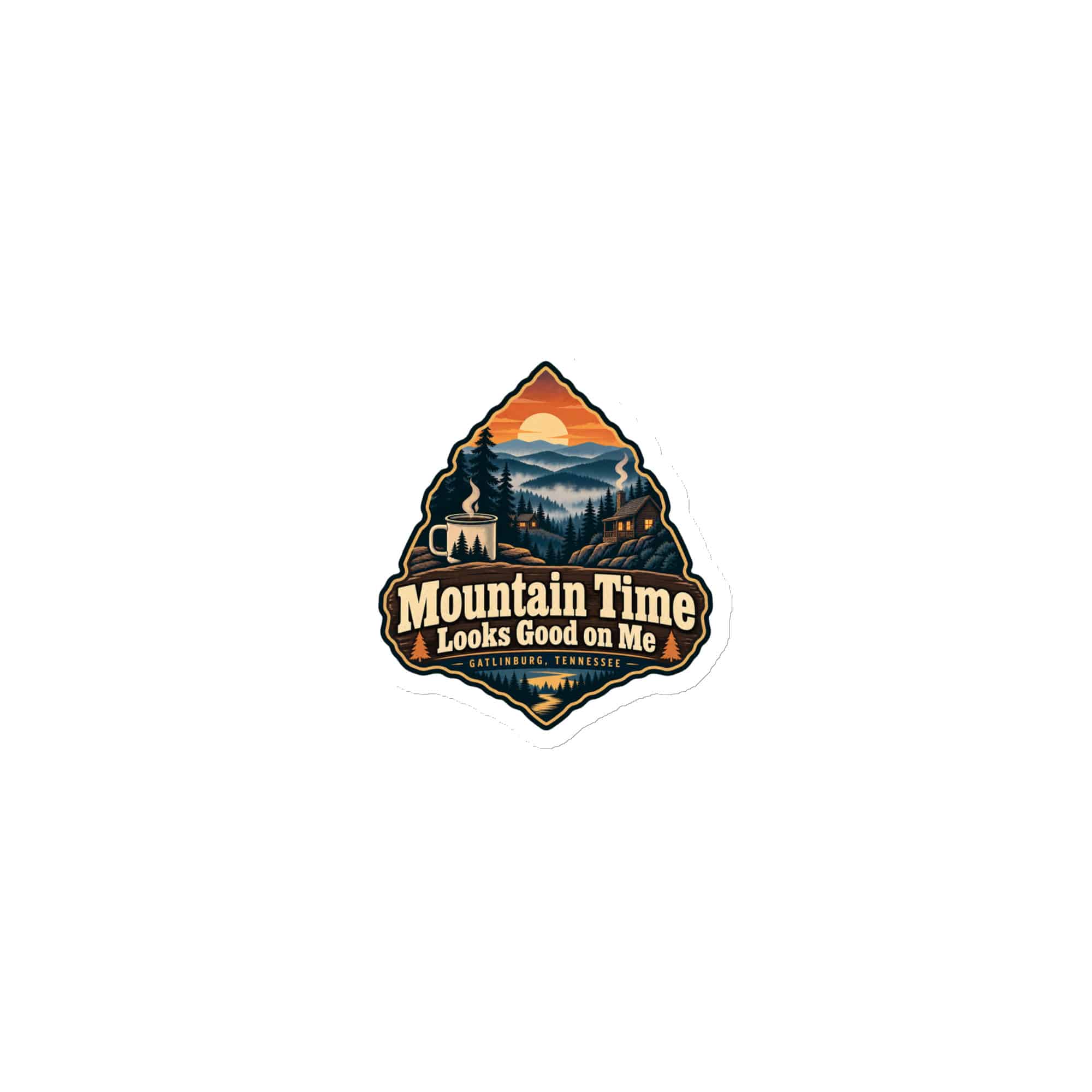Gatlinburg and the Smokies Die-Cut Magnet: Mountain Time Looks Good on Me, Scenic Shield Badge
