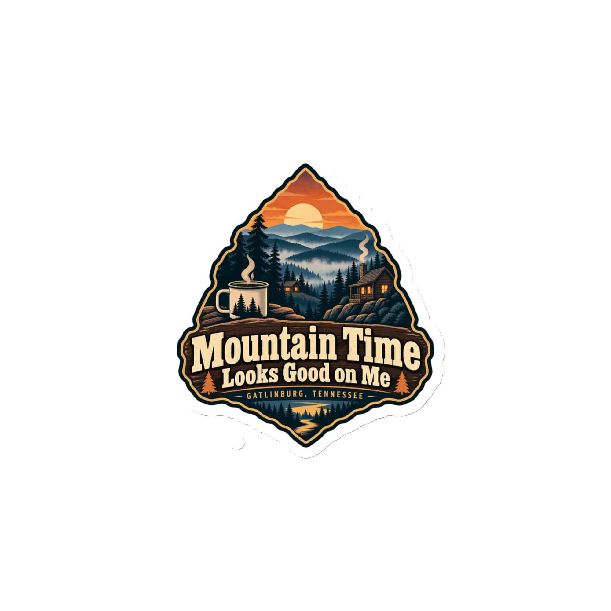 Gatlinburg and the Smokies Die-Cut Magnet: Mountain Time Looks Good on Me, Scenic Shield Badge