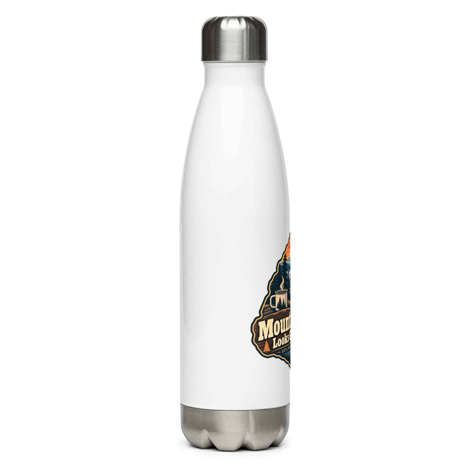 Gatlinburg and the Smokies Stainless Steel Water Bottle: Mountain Time Looks Good on Me, Scenic Shield Badge