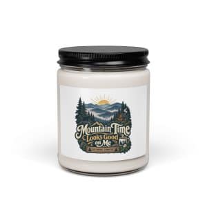 Gatlinburg and the Smokies Soy Wax Candle: Mountain Time Looks Good on Me, Woodland Scenic Lettering - 9oz - Main