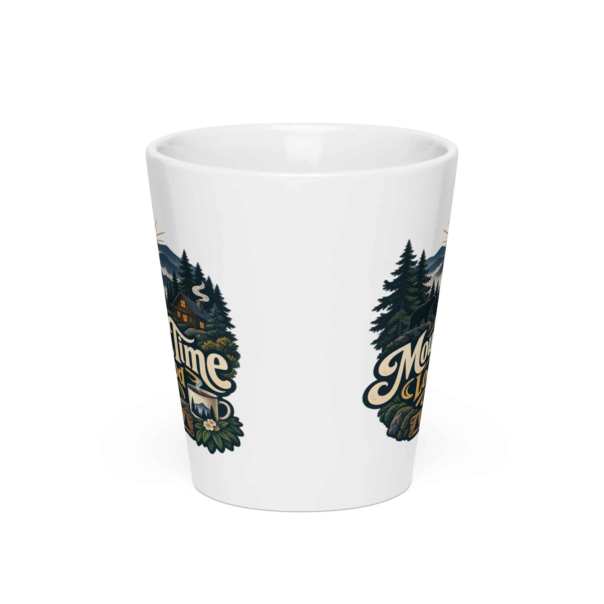 Gatlinburg and the Smokies Latte Mug: Mountain Time Looks Good on Me, Woodland Scenic Lettering