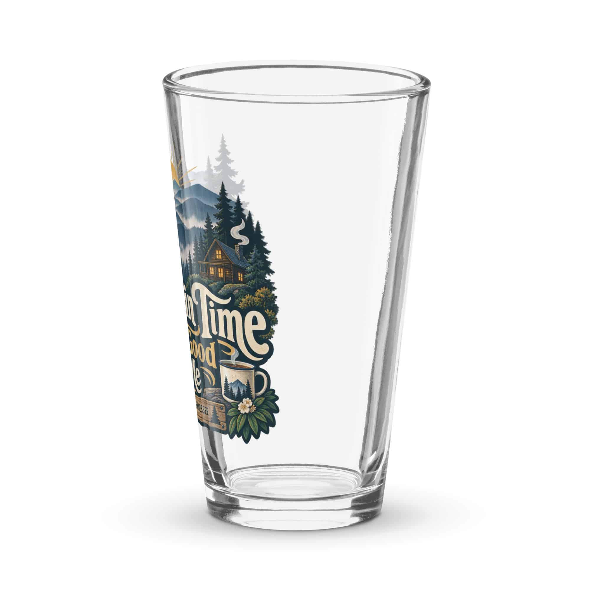 Gatlinburg and the Smokies Pint Glass: Mountain Time Looks Good on Me, Woodland Scenic Lettering