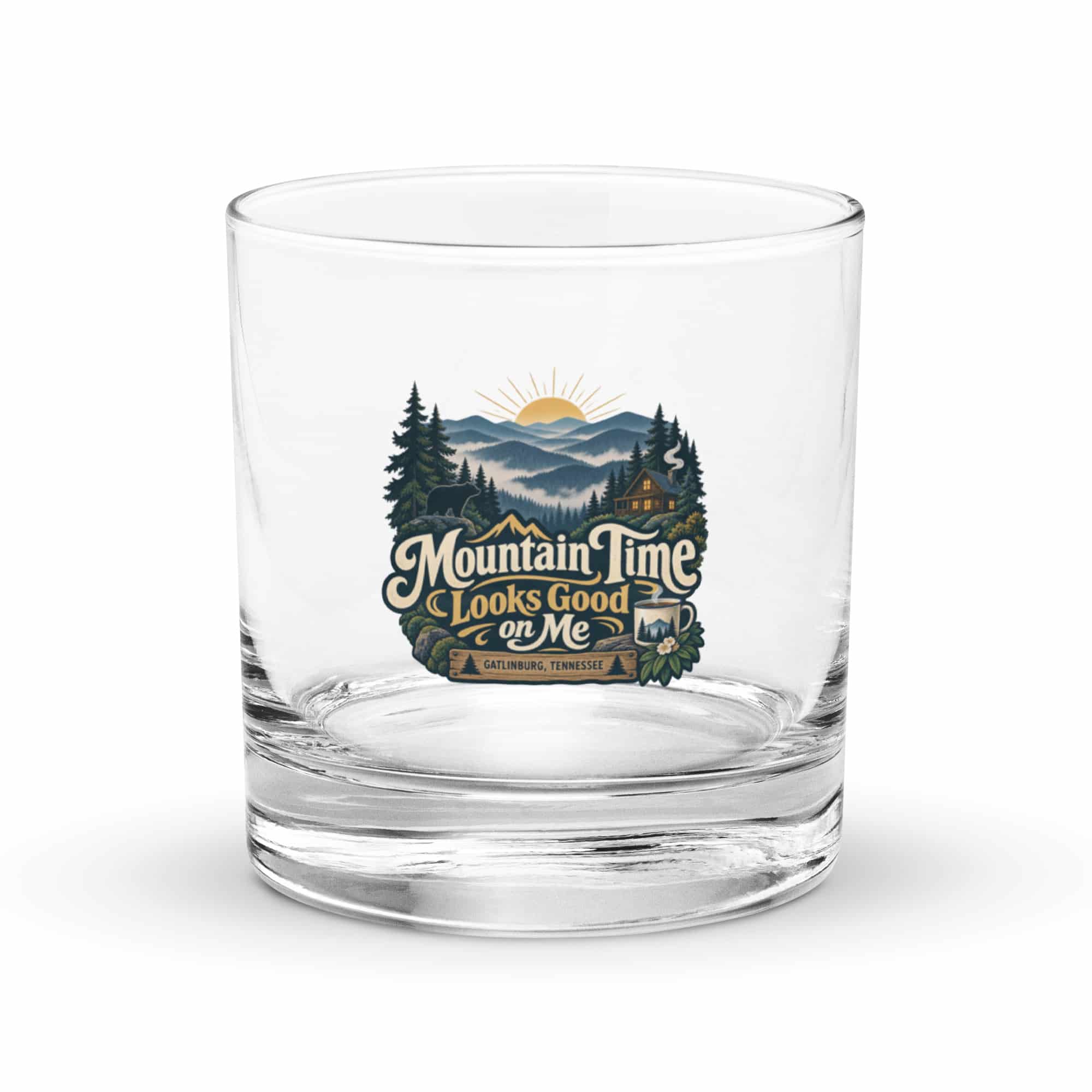 Gatlinburg and the Smokies Rocks Glass: Mountain Time Looks Good on Me, Woodland Scenic Lettering