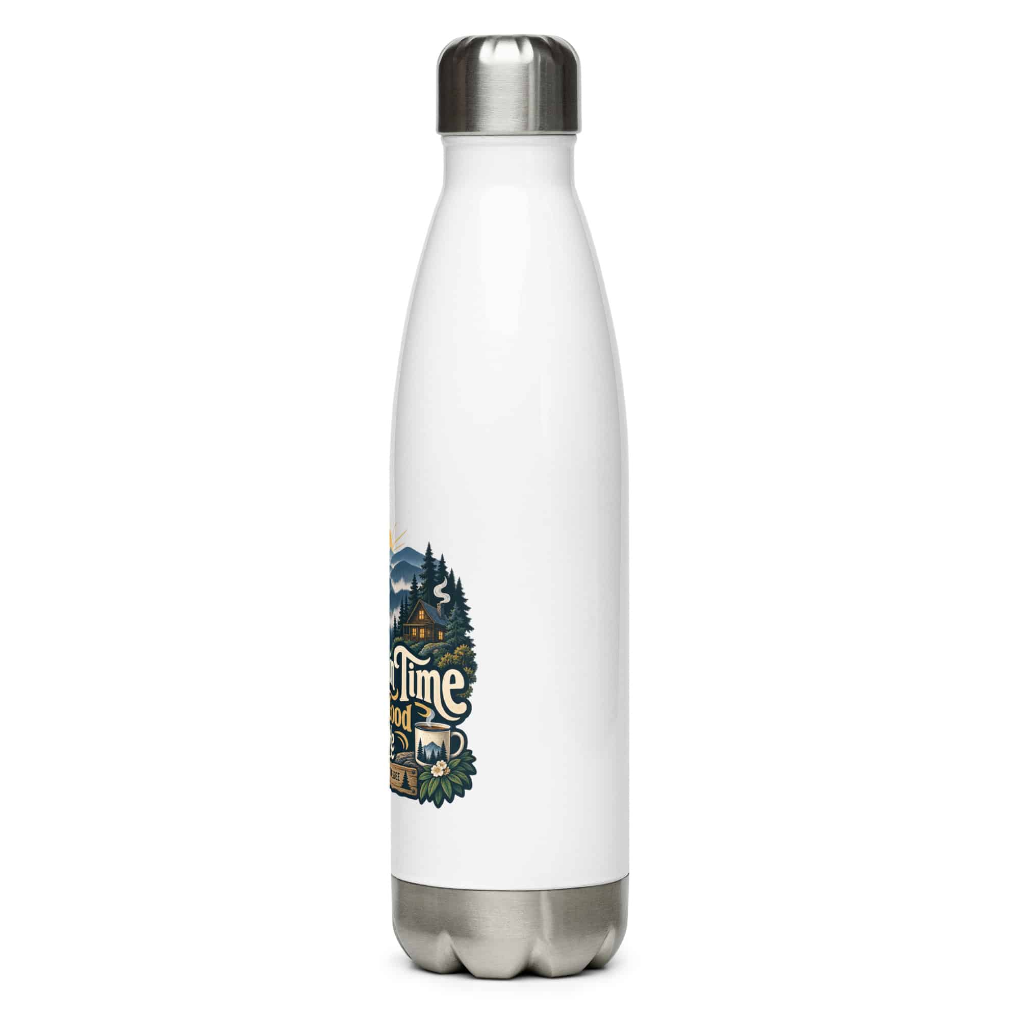 Gatlinburg and the Smokies Stainless Steel Water Bottle: Mountain Time Looks Good on Me, Woodland Scenic Lettering
