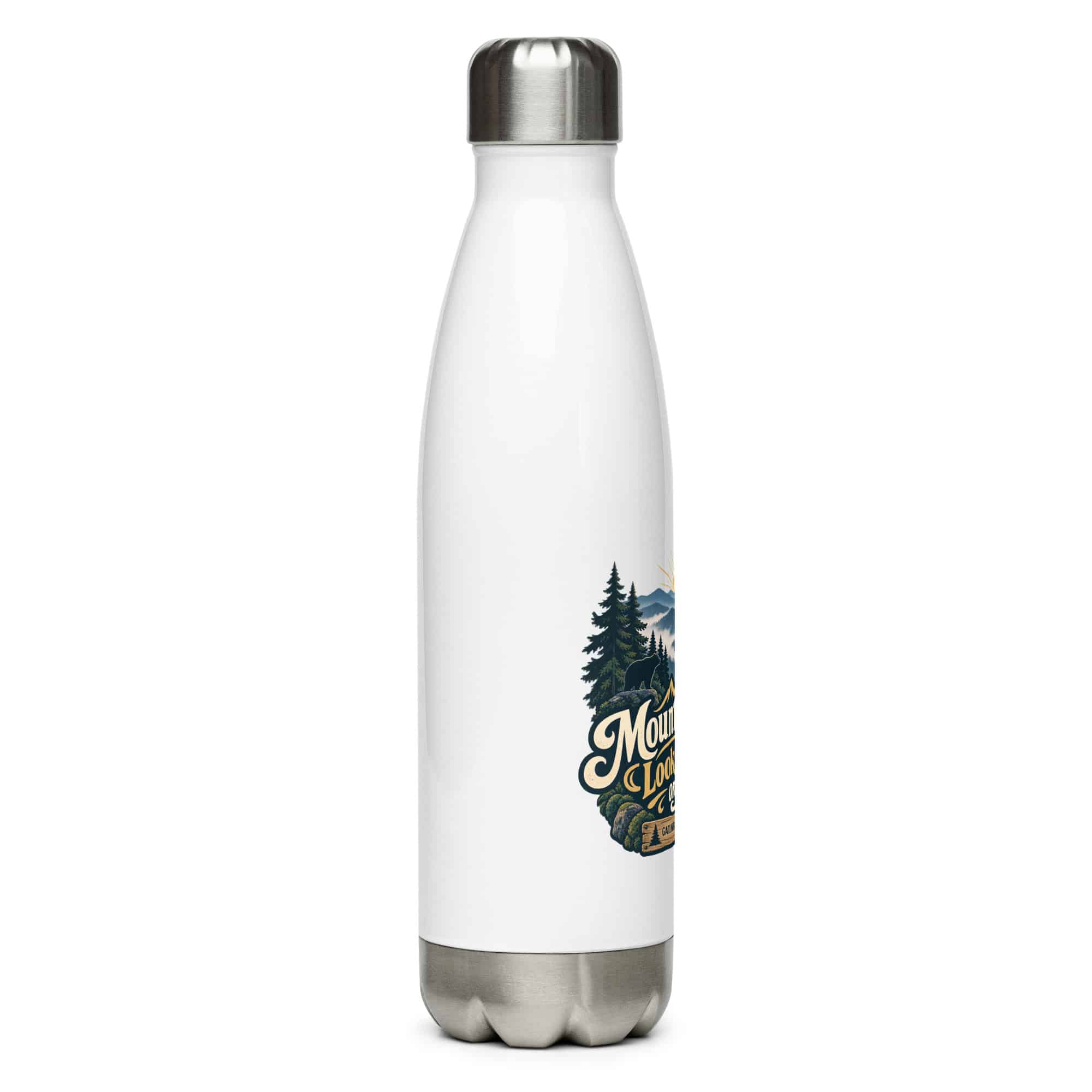 Gatlinburg and the Smokies Stainless Steel Water Bottle: Mountain Time Looks Good on Me, Woodland Scenic Lettering