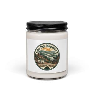 Gatlinburg and the Smokies Soy Wax Candle: Cabin Hair. Mountain Air, Vintage Round Badge - 9oz - Main