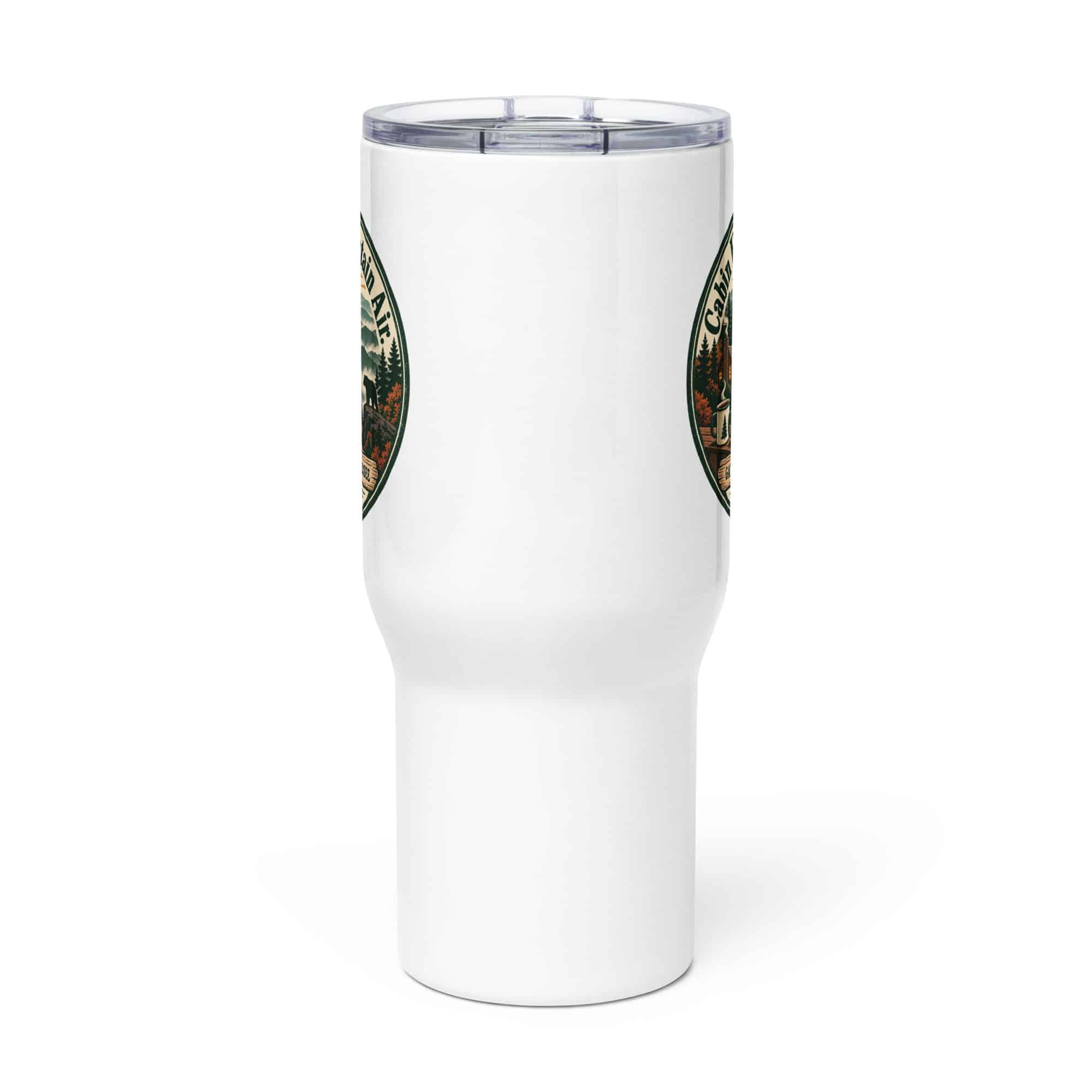Gatlinburg and the Smokies Travel Mug: Cabin Hair. Mountain Air, Vintage Round Badge