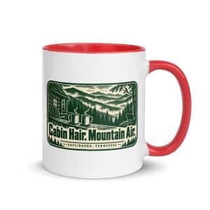 Gatlinburg and the Smokies Color Inside Coffee Mug: Cabin Hair. Mountain Air, Forest Ink Stamp - 11 oz - Main